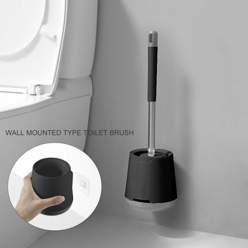 Black Marketplace WC-Garnitur 2 in 1 Silikon WC Toilettenbürste Bürste Klobürste Schwarz