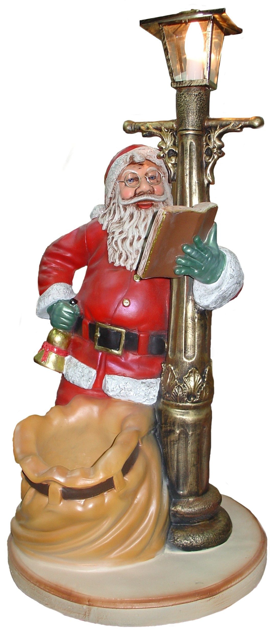 Walt-Deko Dekofigur Weihnachtsmann mit Sack an Laterne, elektrisch beleuchtet 130cm hoch