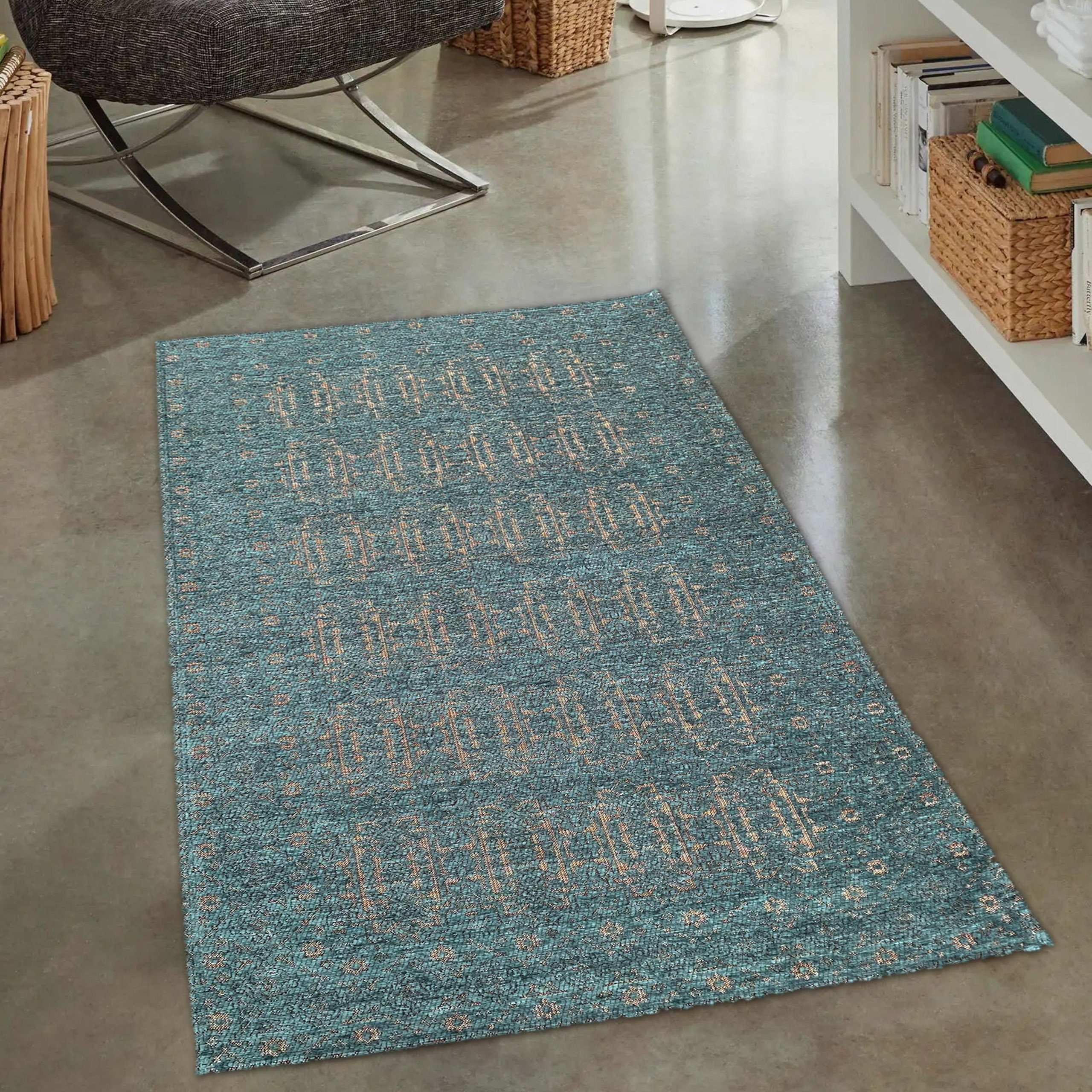 Carpetia Designteppich Teppich pflegeleicht mit klassischem Muster in petro günstig online kaufen