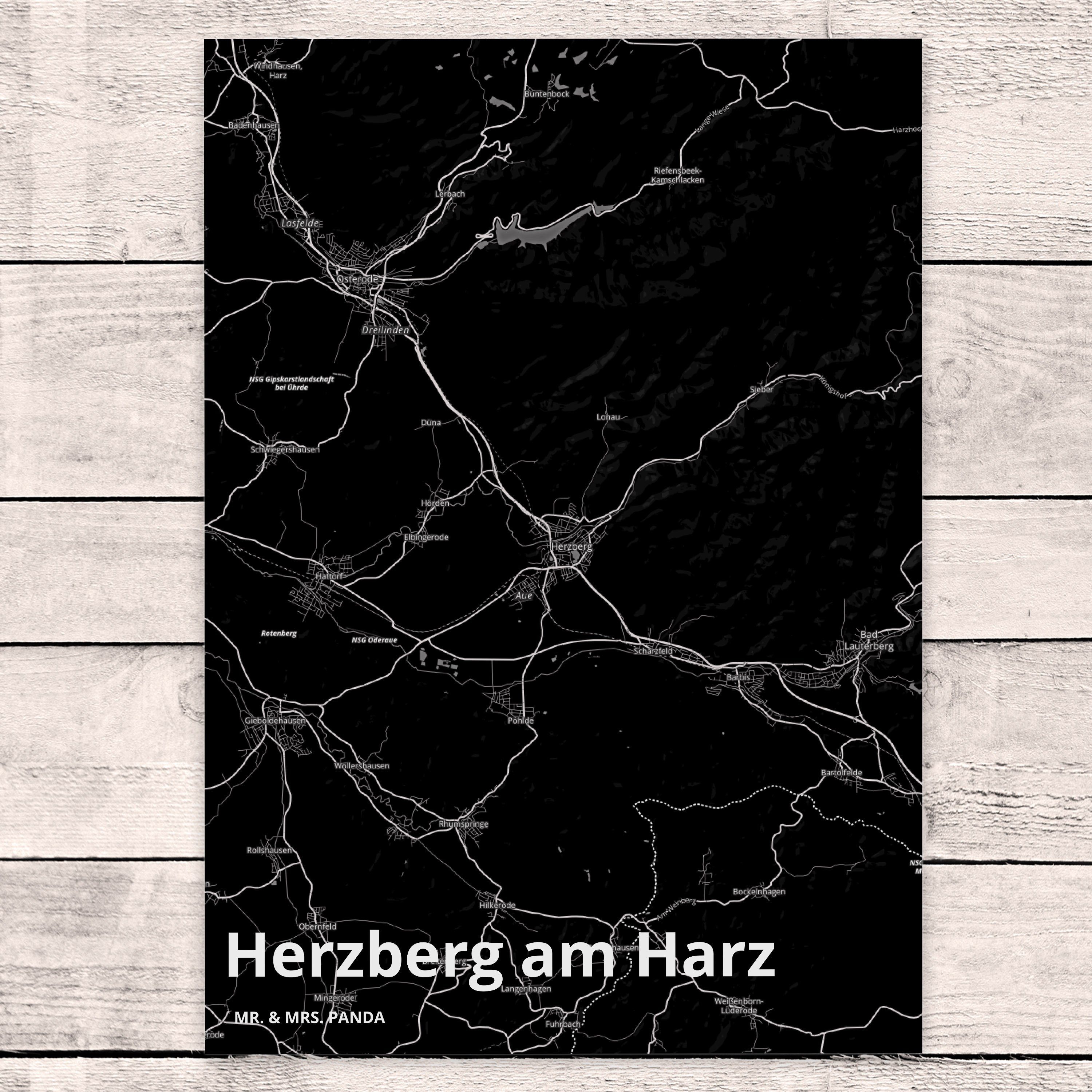 Karte, - Panda am Mrs. Mr. Harz Postkarte Map Stadt Landkarte Herzberg & Dorf Karte Geschenk, St