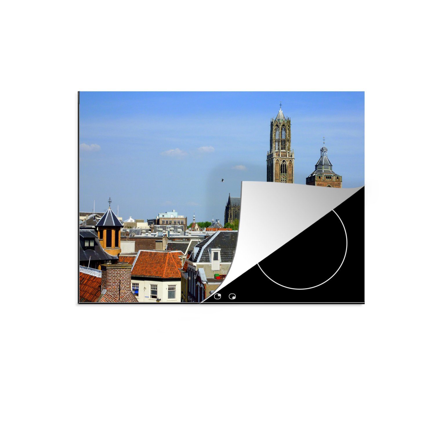 Mobile tlg), Stadt Arbeitsfläche 70x52 Ceranfeldabdeckung nutzbar, Vinyl, - cm, (1 MuchoWow Utrecht - Domturm, Herdblende-/Abdeckplatte
