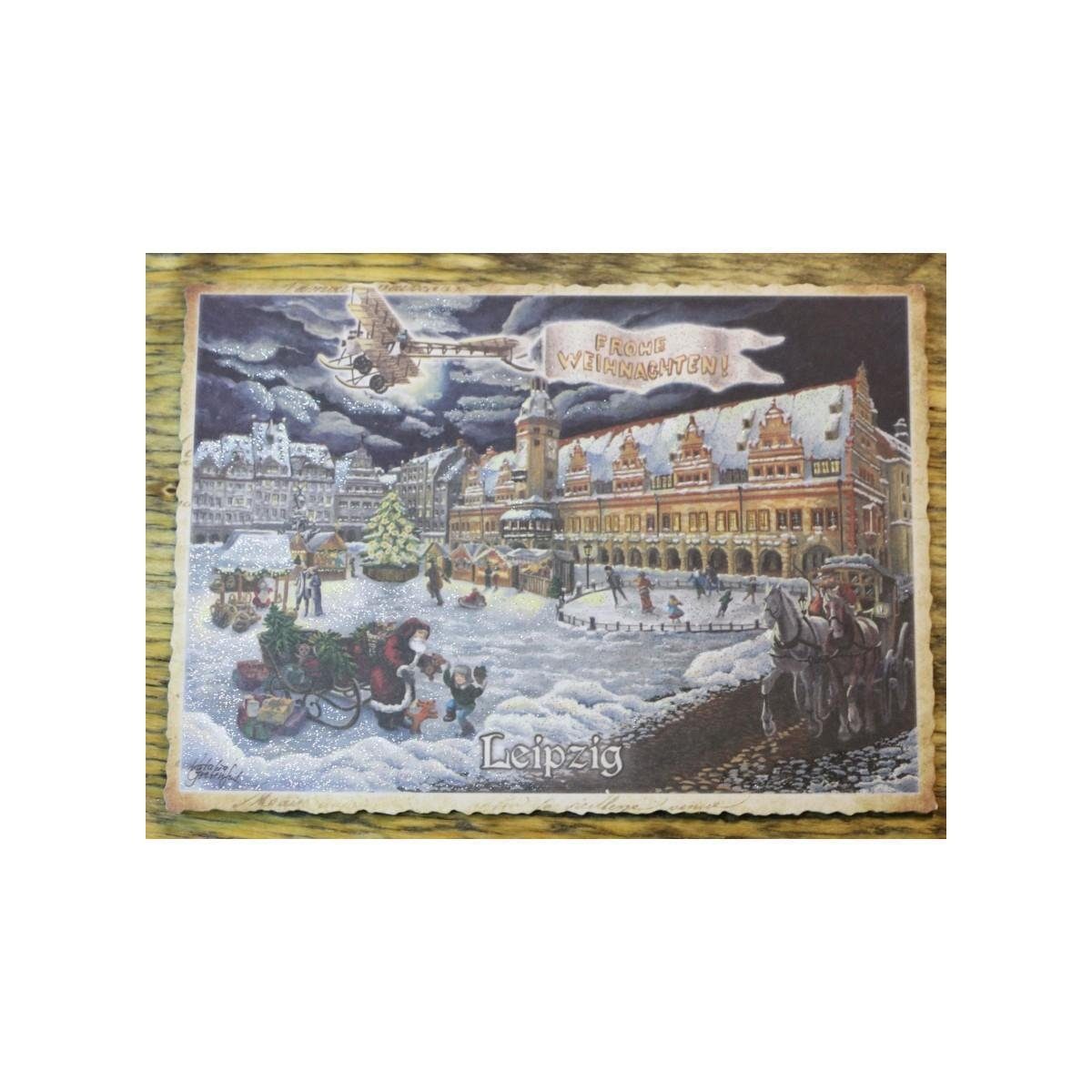 pappnoptikum Grußkarte 5035 - Postkarte Weihnachtsmarkt (mit Glimmer)
