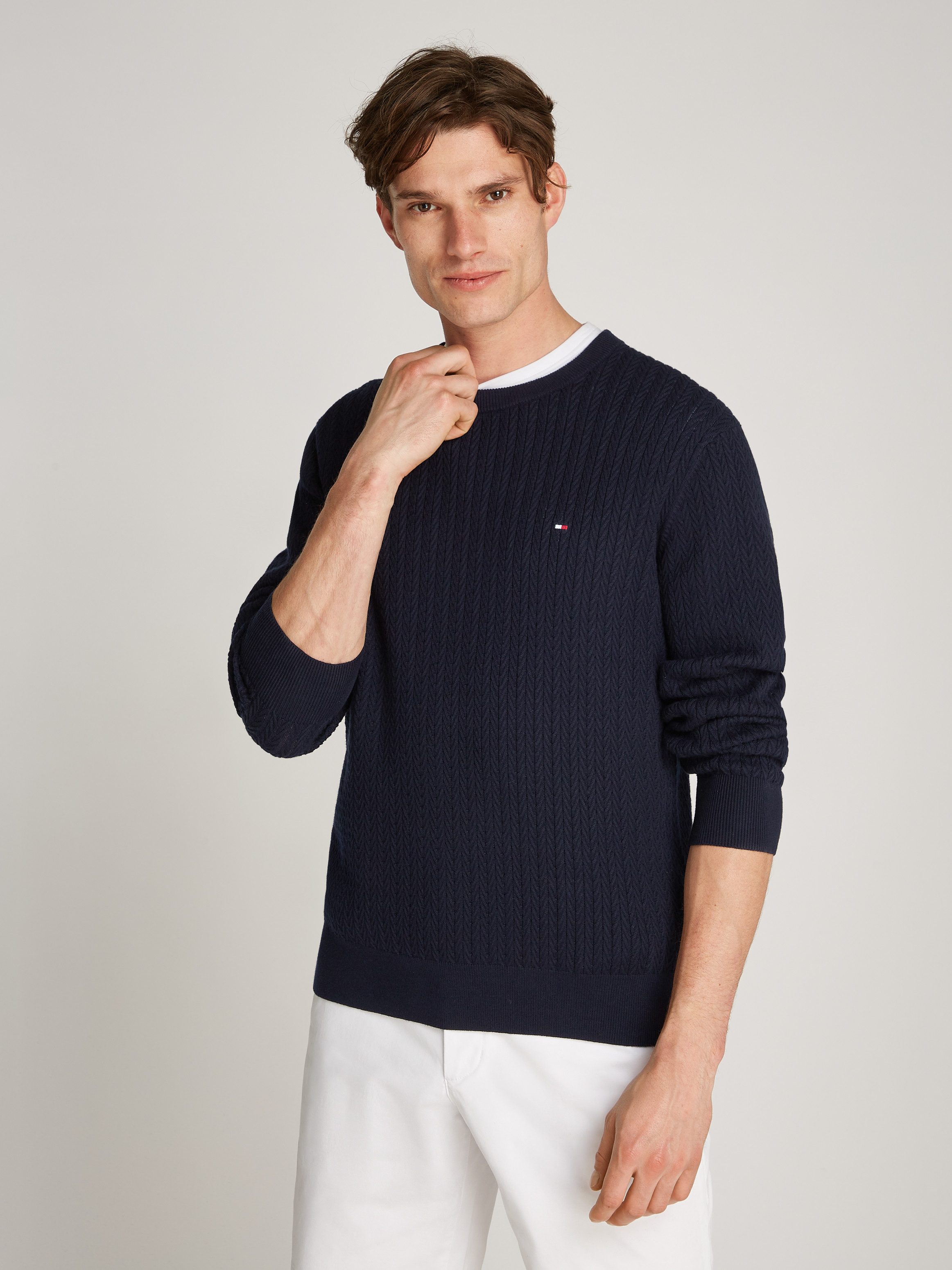 Tommy Hilfiger Strickpullover HERRINGBONE STRUCTURE C günstig online kaufen