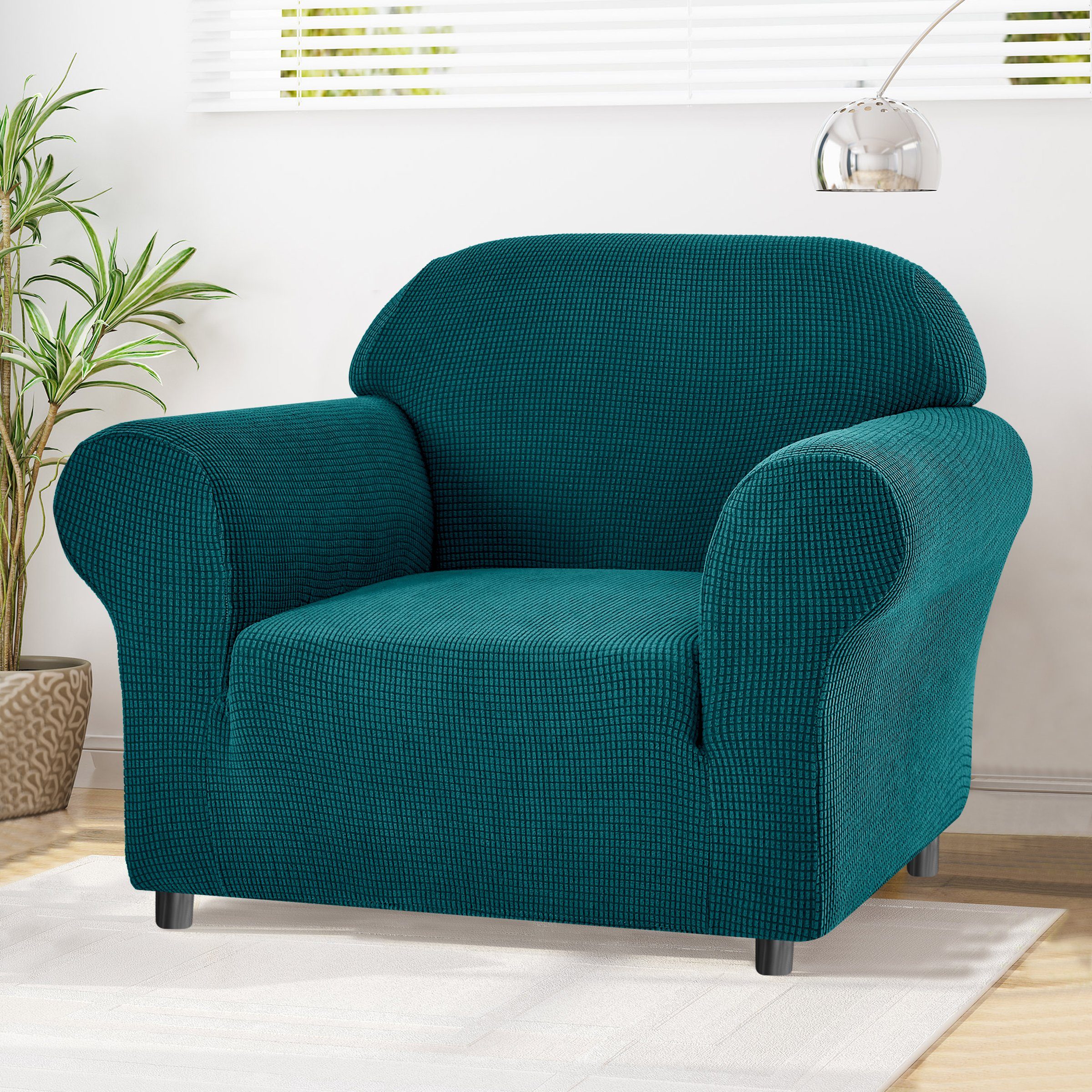 waschbarer 1 blaugrün Dehnbarer Sofabezug, Sitzer Stoff Sofahusse SUBRTEX,