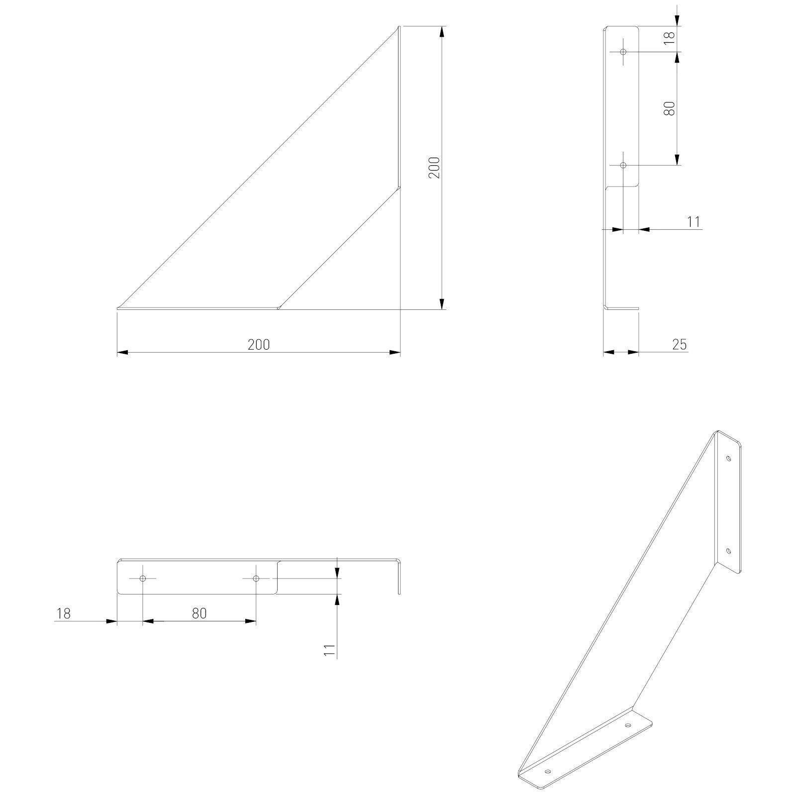 kg RK06 (1 Holzplatten SO-TECH® Paar: schwarz Regalkonsole Regalwinkel Möbelbeschlag für je St), Tragkraft Stahl 15