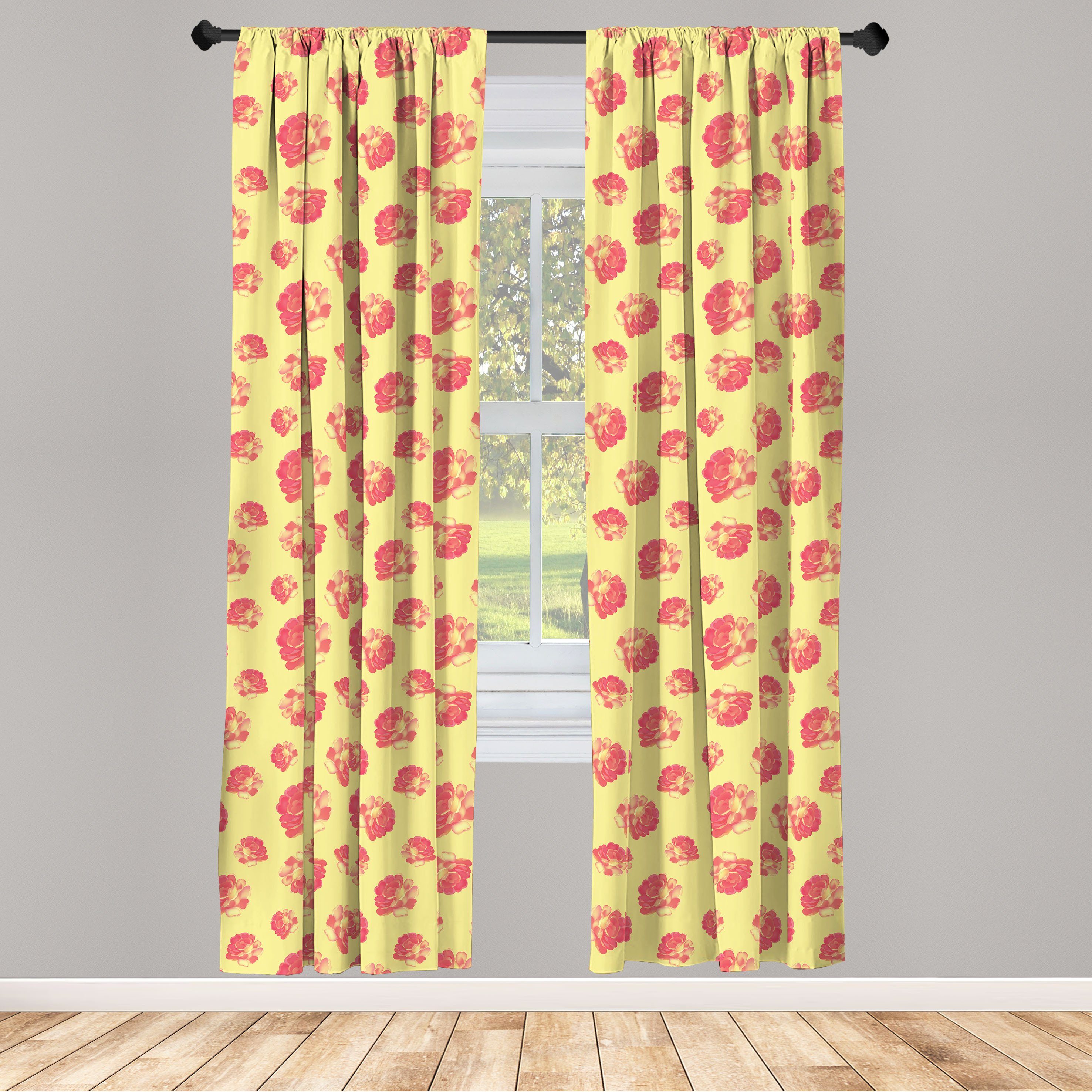 Gardine Vorhang für Wohnzimmer Schlafzimmer Dekor, Abakuhaus, Microfaser, Rosen Weinlese-Thema Weibliche Blütenblätter