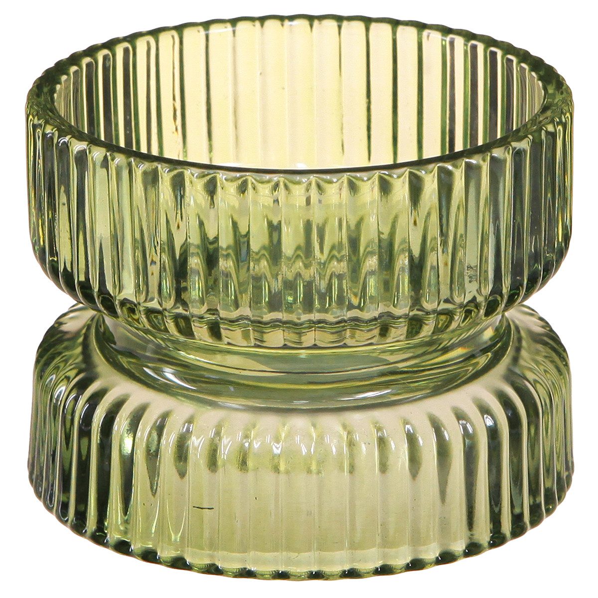 Tischvase Teelichthalter Glas Deko Grün Vintage Ø9cm H7cm 4er Set