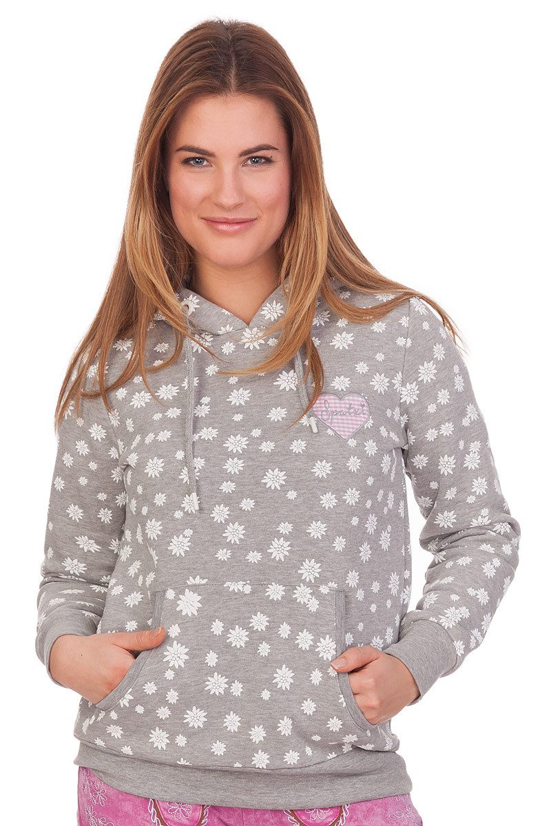 Hangowear Rundhalspullover Hoodie Damen - LAURA - rosa, grau