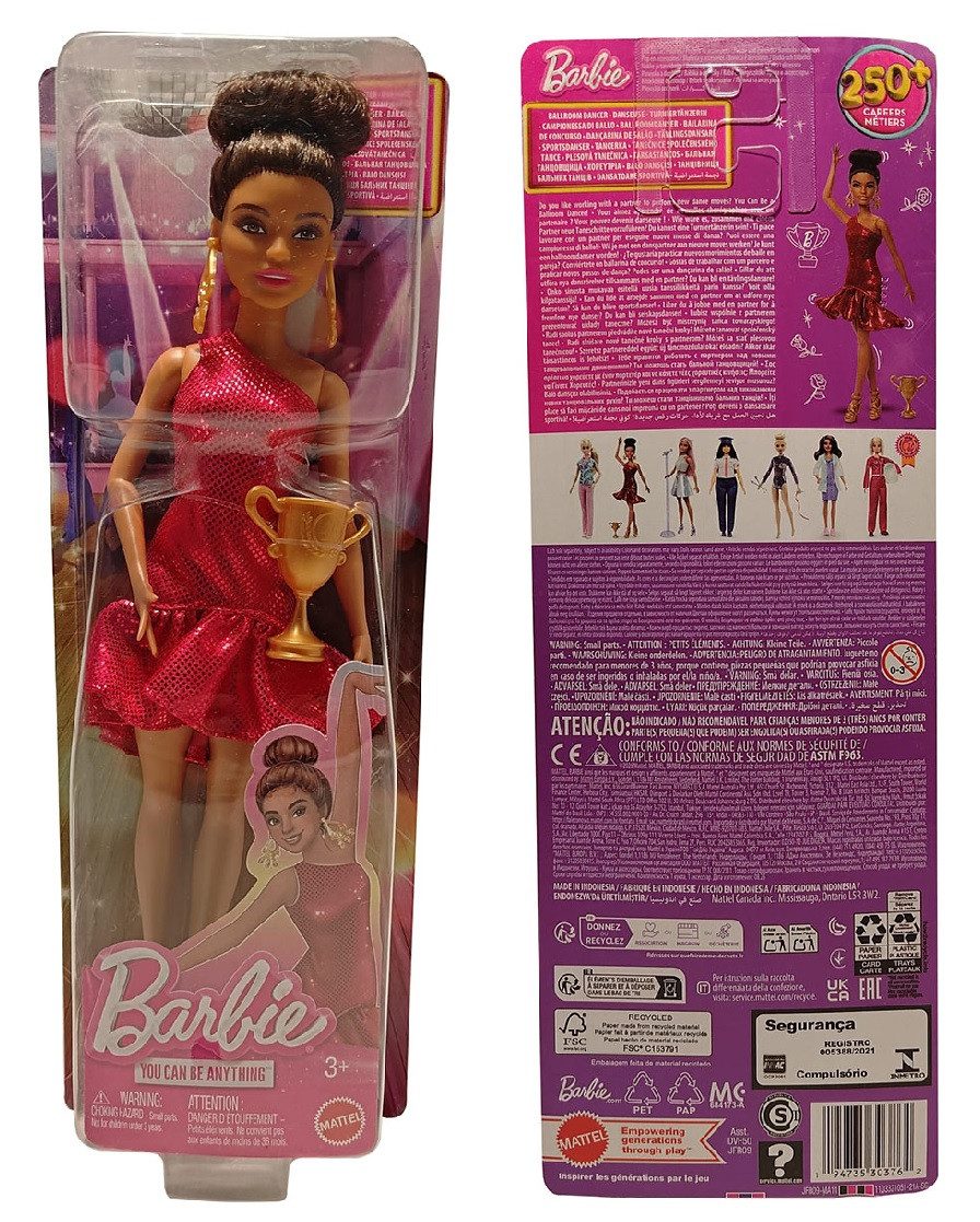 Barbie Stehpuppe Barbie You Can Be Anything Turniertänzerin Modepuppe mit Rüschenkleid