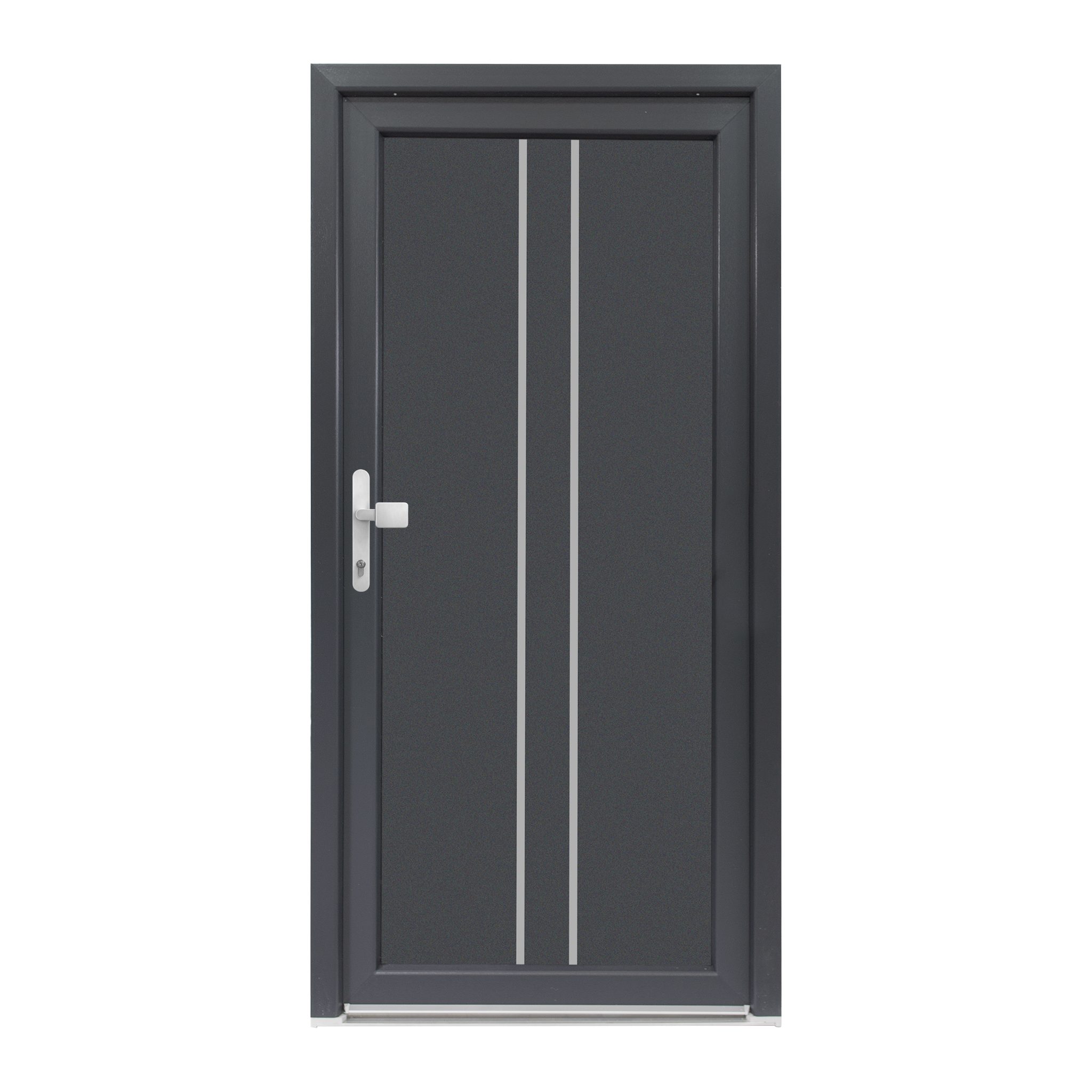 SN Deco Haustür Olivia mit Edelstahlstoßgriff/Türknopf, 980x2000 mm, Thermisch getrennte Alu-Bodenschwelle sowie Wetterschenkel