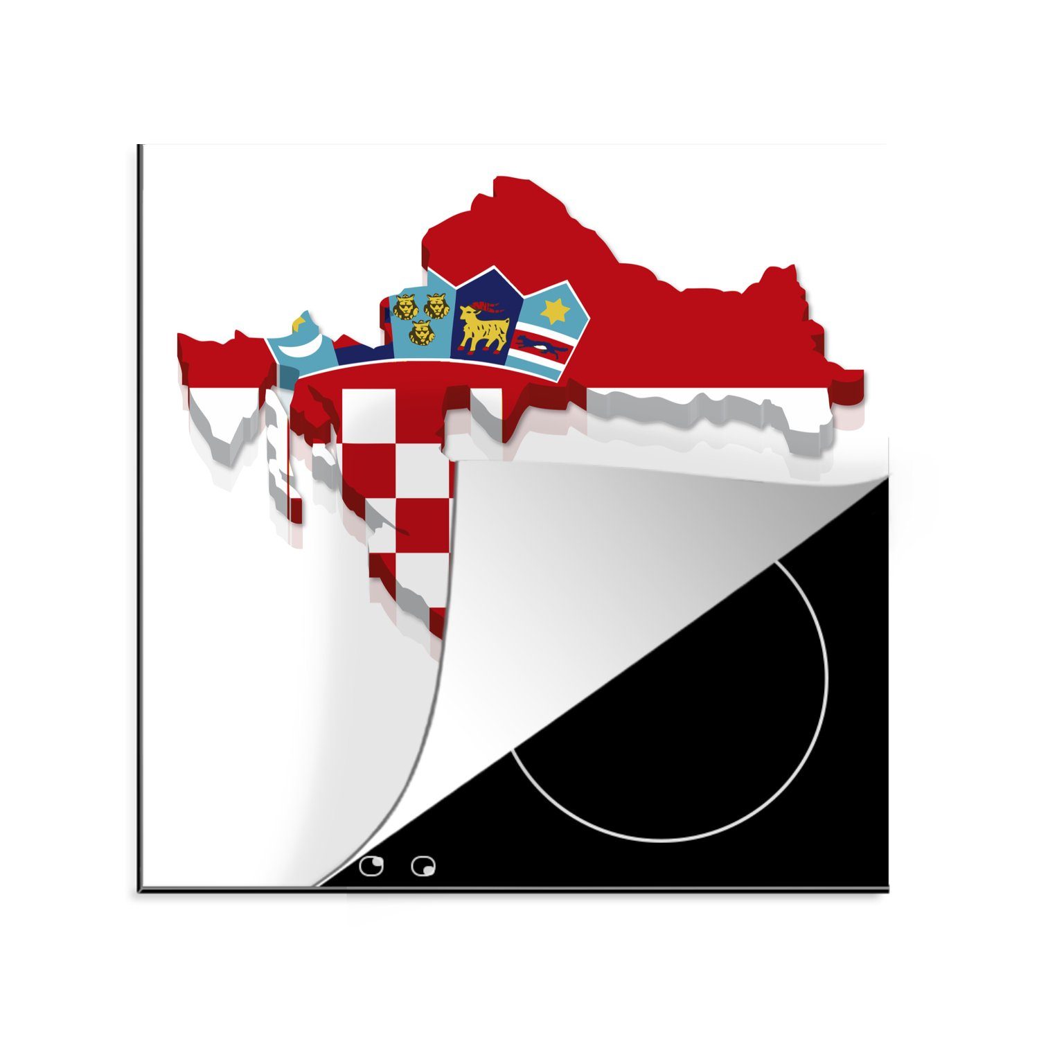 prima MuchoWow Herdblende-/Abdeckplatte Die Form und Arbeitsplatte cm, für Ceranfeldabdeckung, Vinyl, tlg), Nationalflagge von Kroatien, 78x78 die küche (1