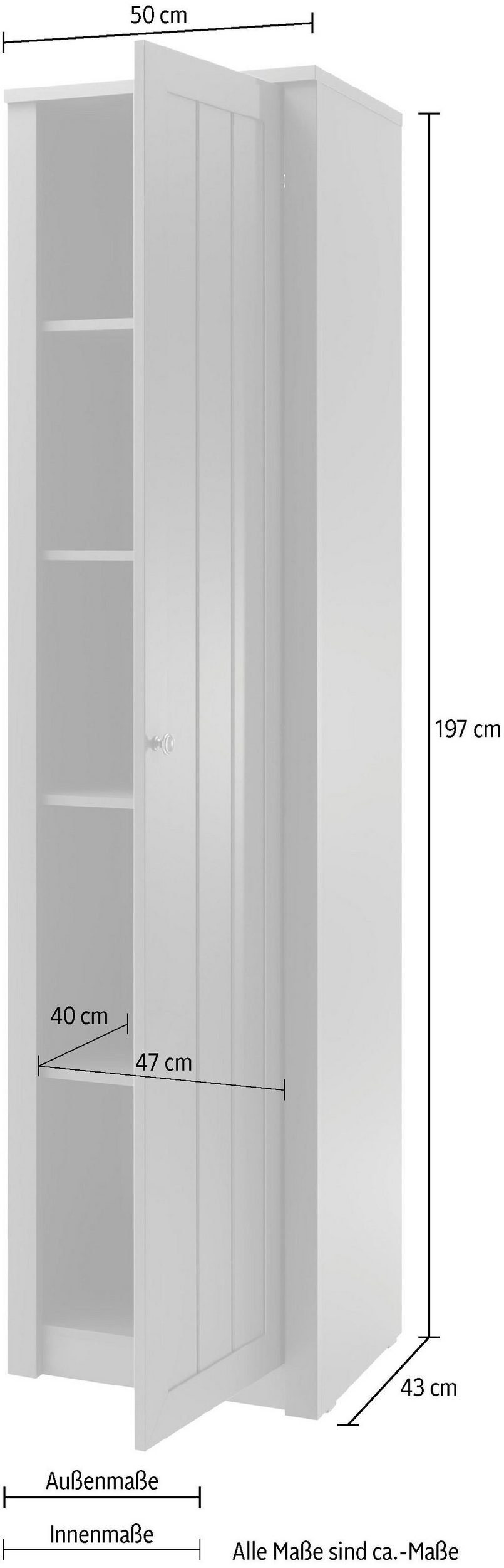 x Forres 197 (Mehrzweckschrank cm) mit Landhaus Stauraumschrank in 50 Stauraum grün, viel IMV