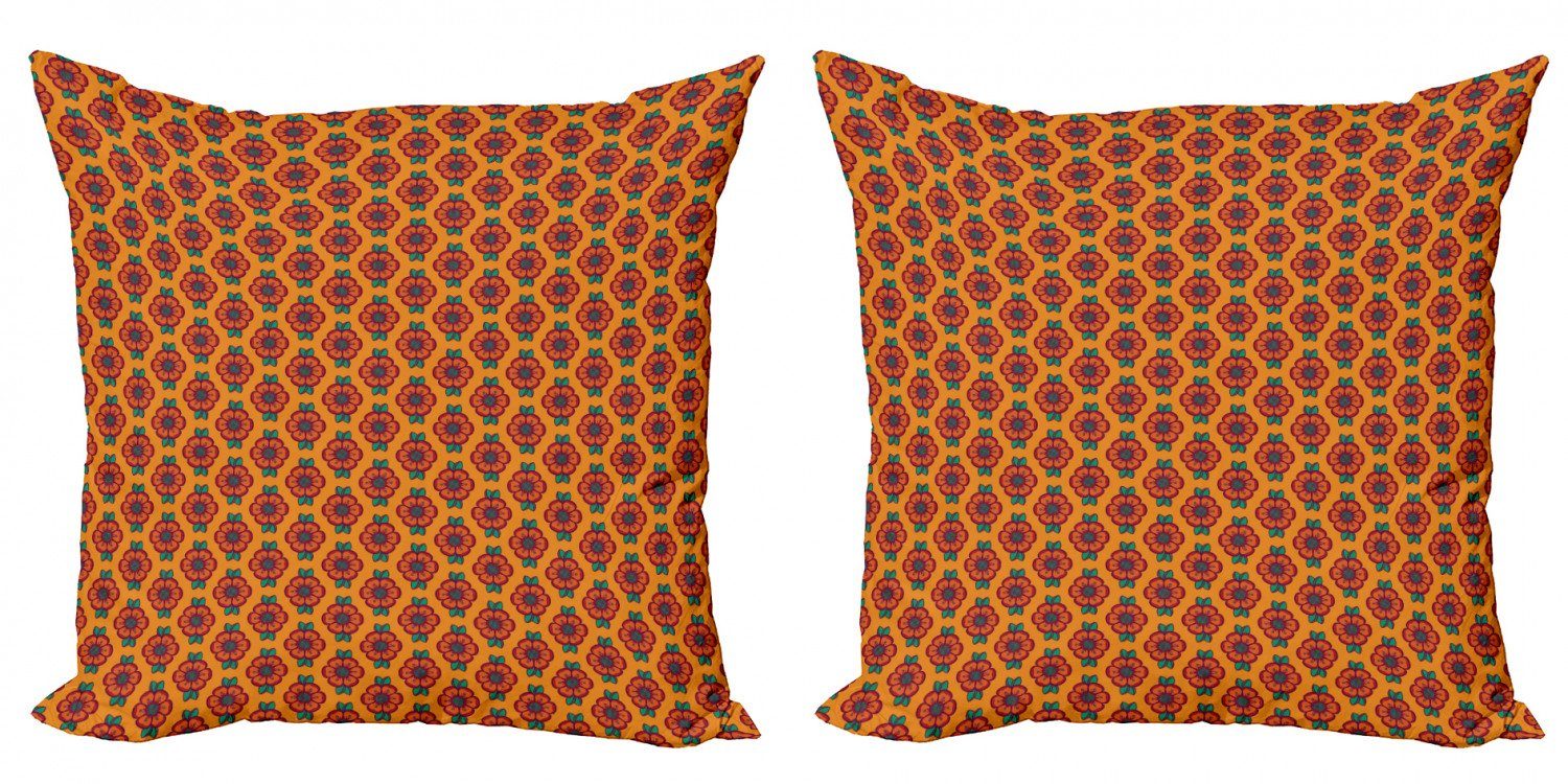 Kissenbezüge Modern Accent Doppelseitiger Digitaldruck, Abakuhaus (2 Stück), Burnt orange Blooming Laub Blatt