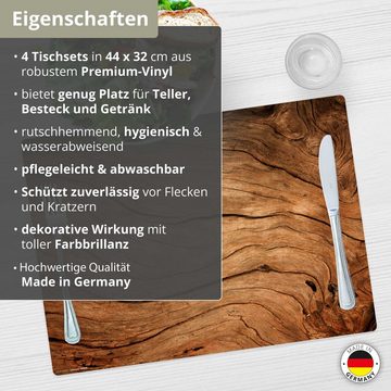 Platzset, Tischset, Platzset abwaschbar - Rustikales Holz für Landhausromantik, cover-your-desk.de, (aus erstklassigem Vinyl (Kunststoff - BPA-frei), 4-St., rutschfeste Tischunterlage in tollem Design), Made in Germany