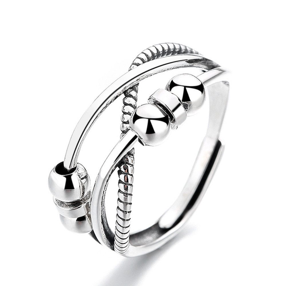 Fivejoy Fingerring Damen Silber offener einstellbarer Finger Spinning Geometrischer Ring (1-tlg)