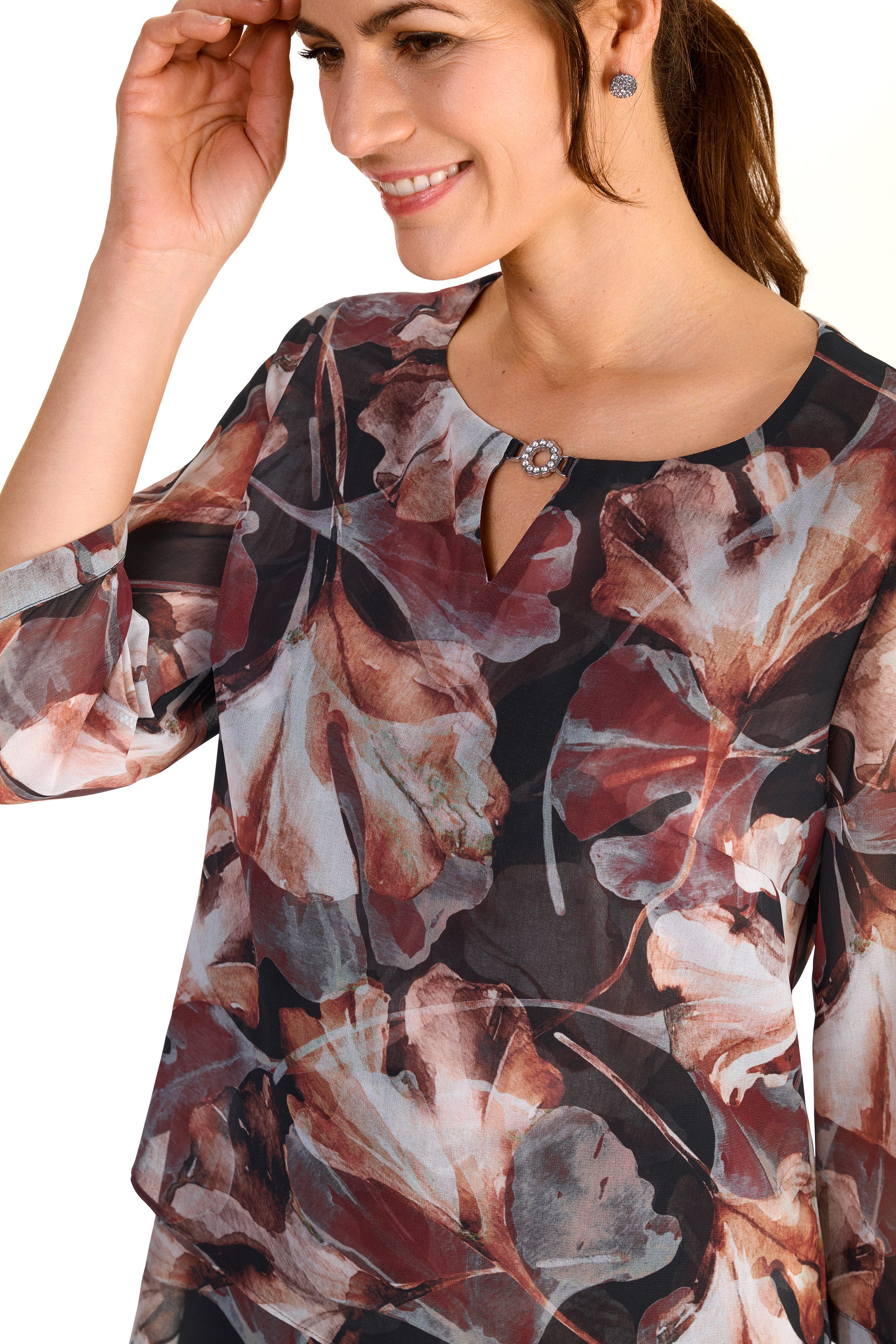 HERMANN LANGE Collection Druckbluse im Lagenlook und mit floralem Muster