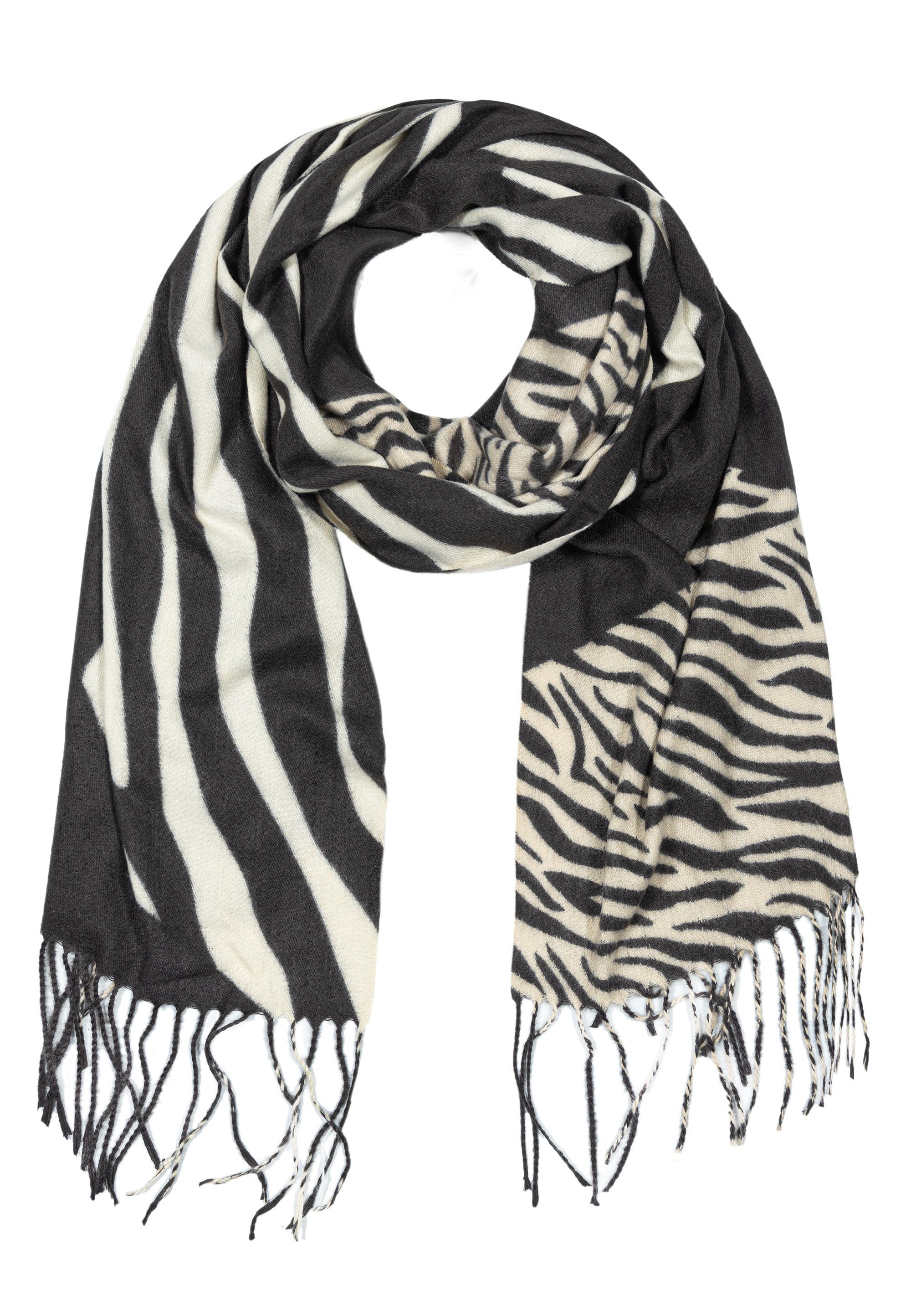 Cassandra Accessoires Schal warmer, weicher Winterschal Africa, besonders flauschig, mit tollem Zebramuster