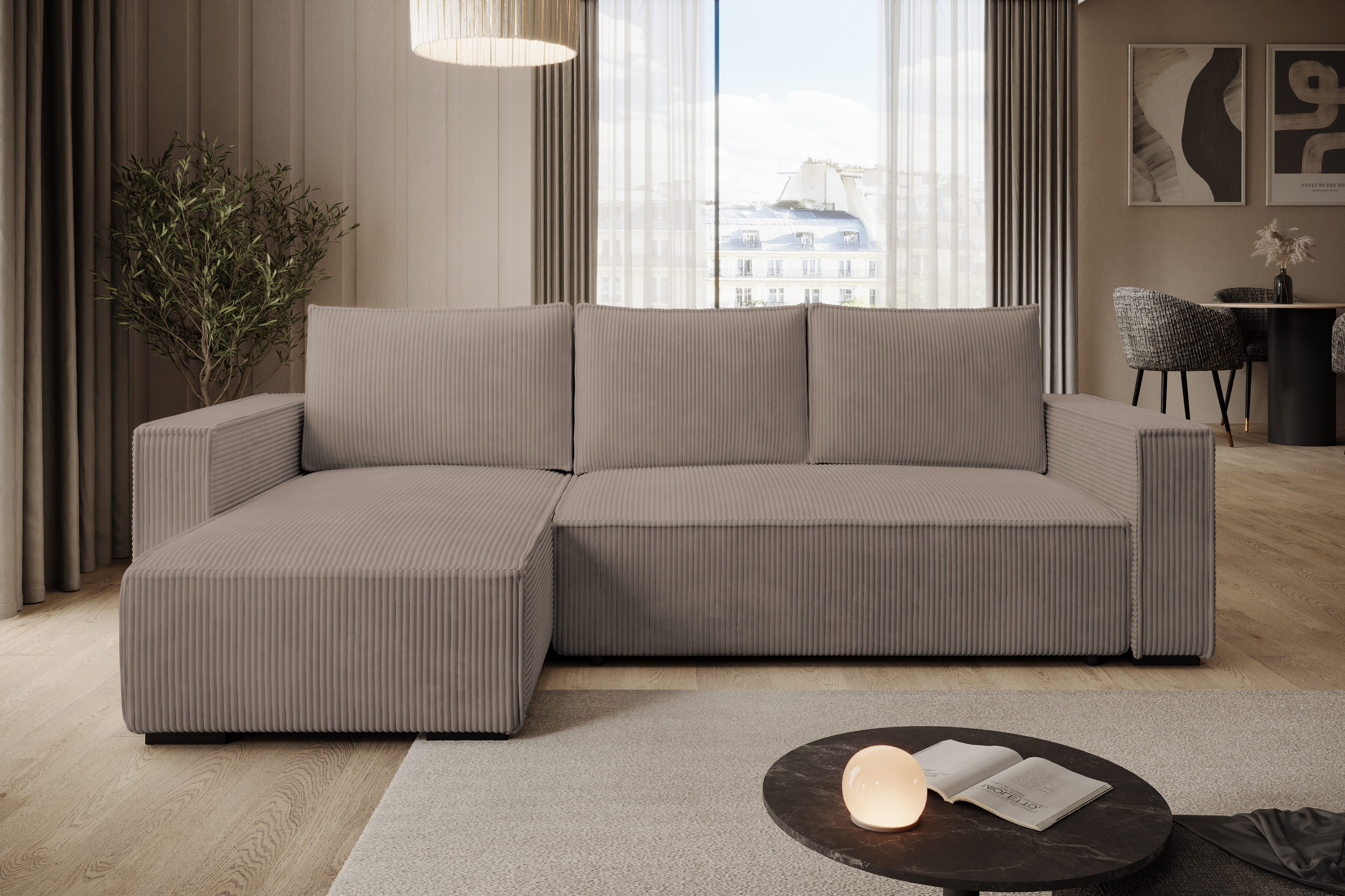 storez24 Ecksofa Letto, mit Bettkasten und Schlaffunktion, Cordstoff, L-For günstig online kaufen