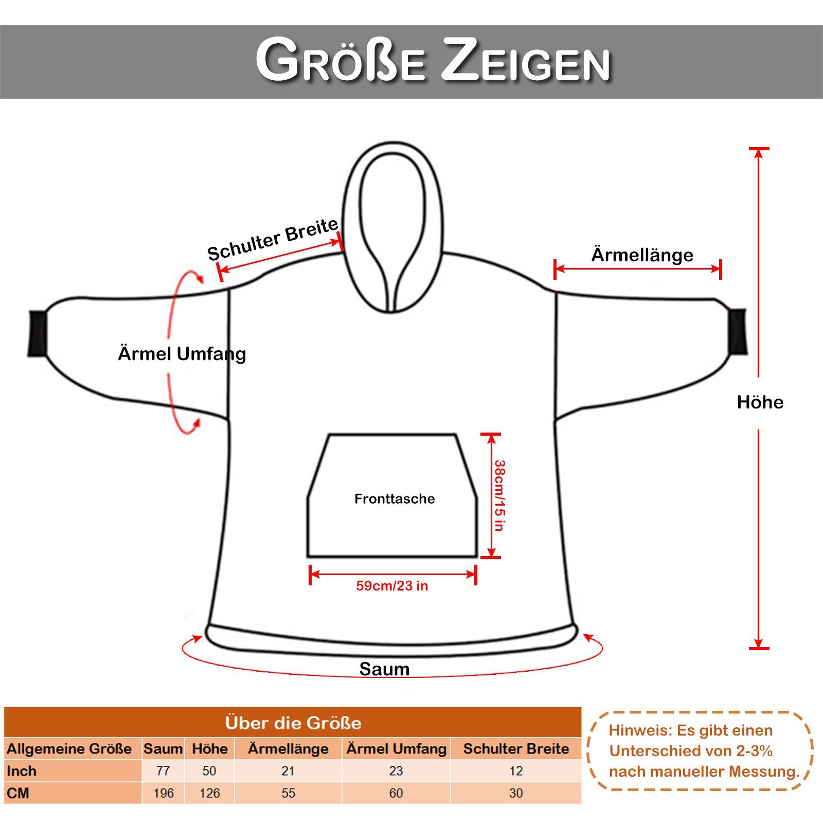 komfortable Super Sunicol, Riesenpullover weiche, Gemütliche Grau Fuzzy Blanket, großer Hoodie warme, Riesen-Hoodie, Wohndecke Fronttasche Übergroße mit