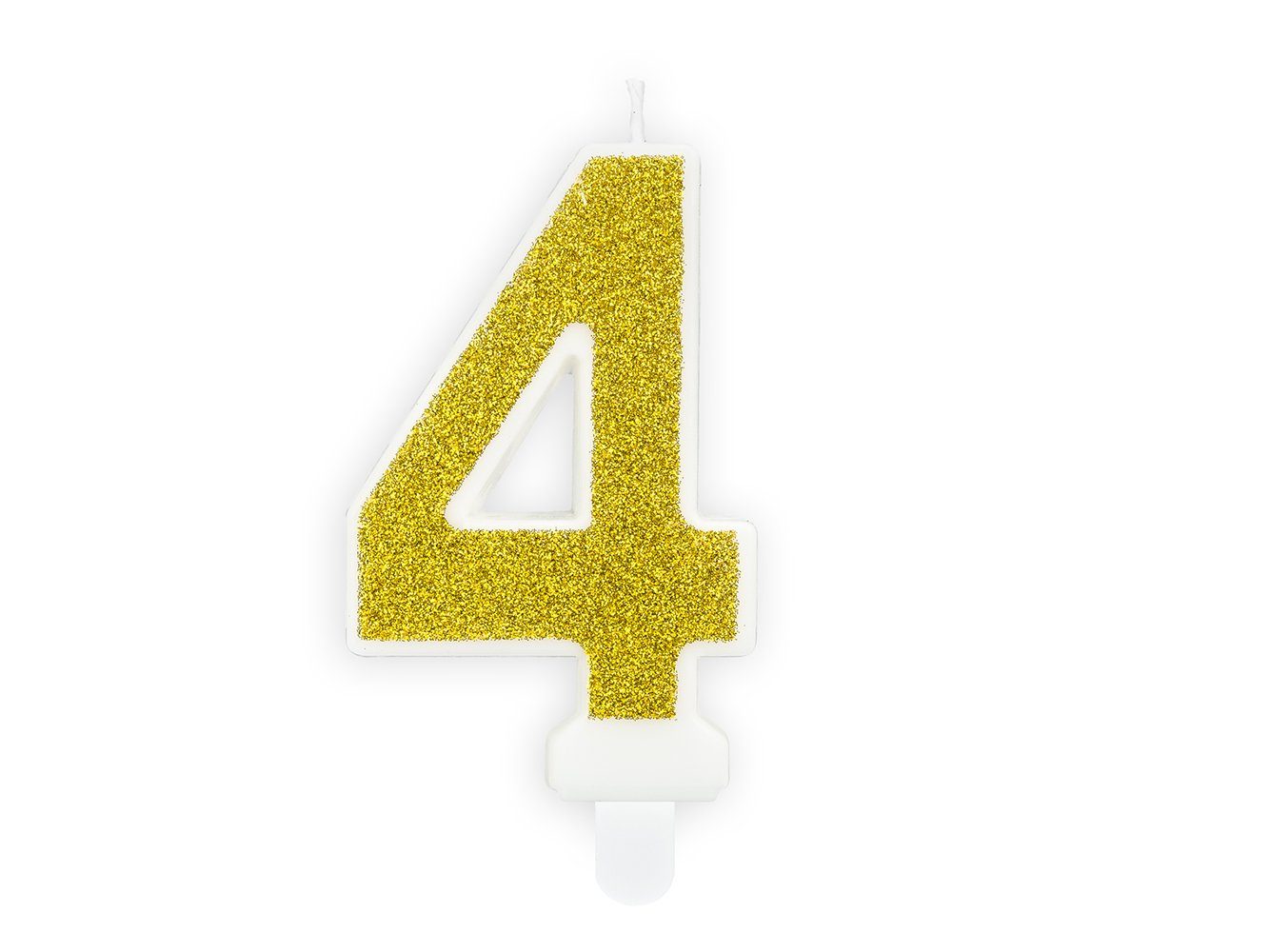 partydeco Geburtstagskerze, Geburtstagskerze Zahl 4 mit Glitzer 7cm gold günstig online kaufen
