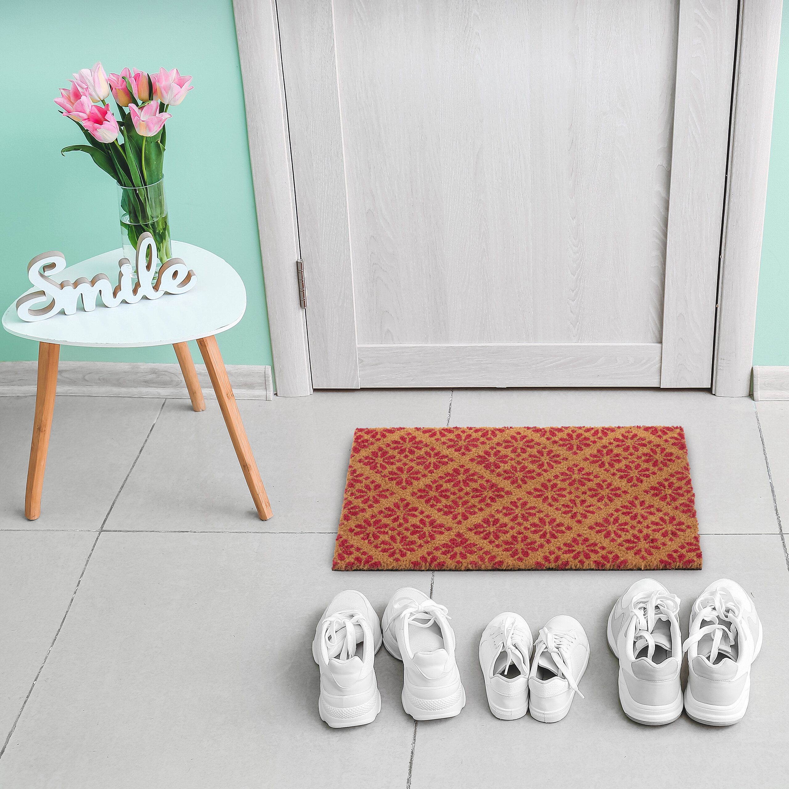 relaxdays Fußmatte im floralen Desig, rechteckig, Höhe: 15 mm günstig online kaufen