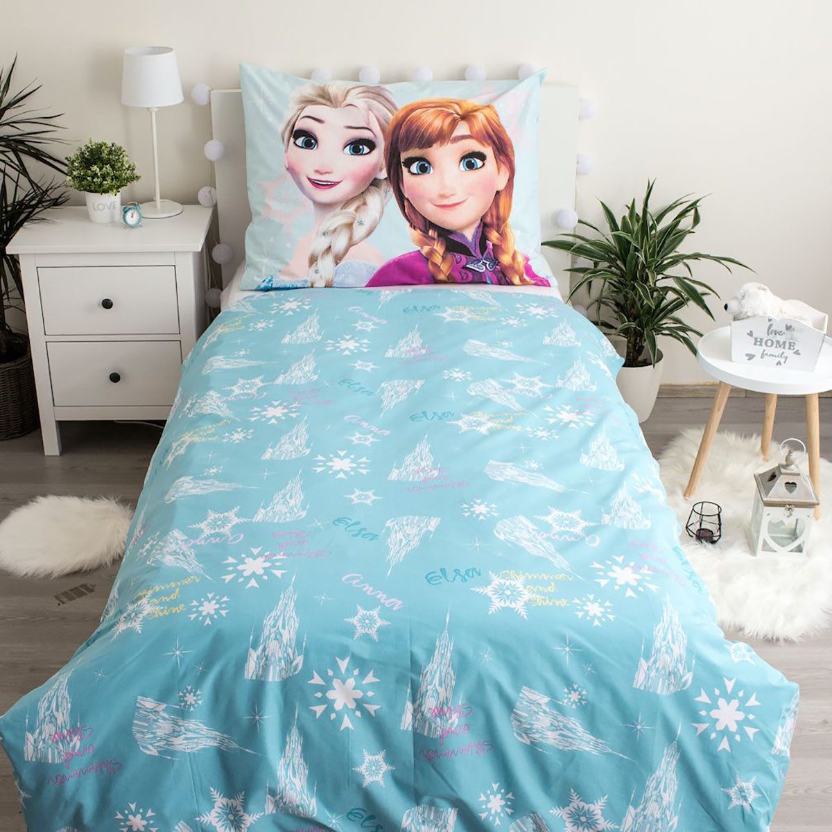 Jerry Fabrics Kinderbettwäsche Disney Kinderbettwäsche Frozen Anna Elsa Eiskönigin 140x200 cm, Renforcé, 2 teilig