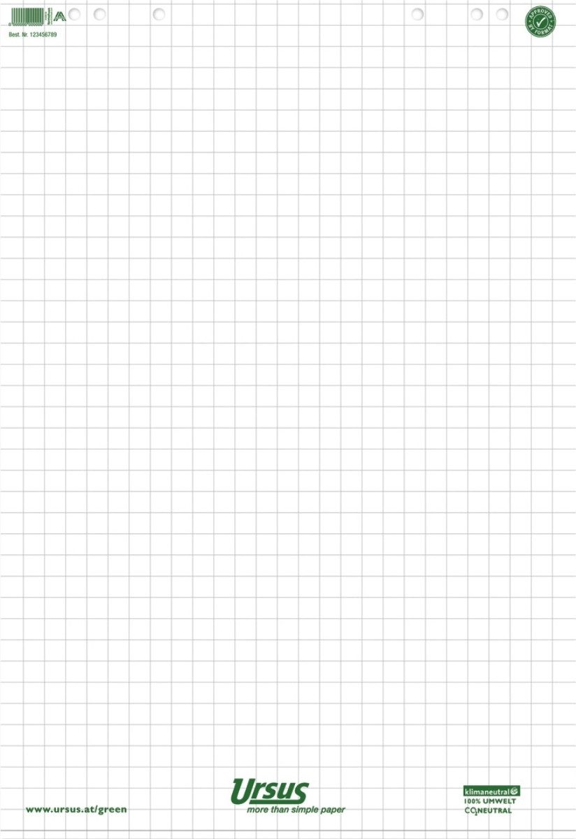 Ursus - Ludwig Bähr Flipchartblock Flipchartblöcke 68x99cm RC kariert 20 Blatt