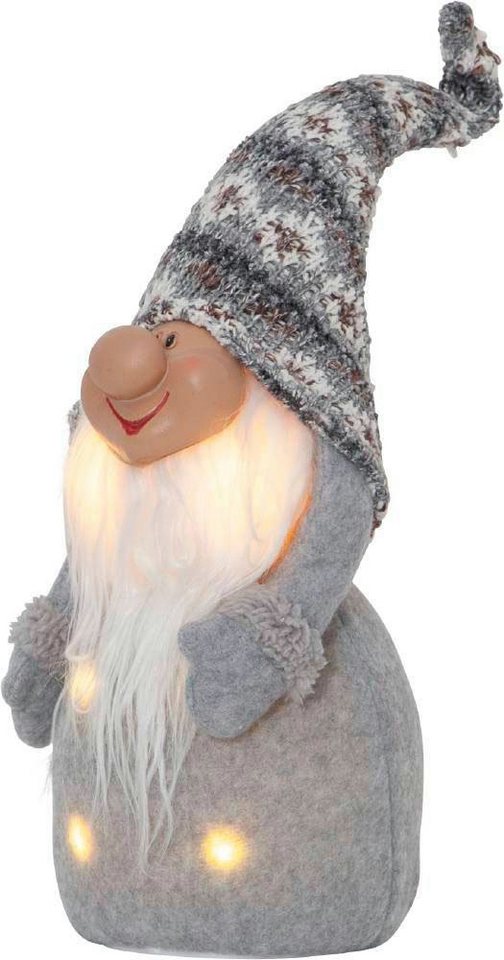 Plüsch eine aus Dekofigur Weihnachtsdeko JOYLIGHT, schöne - EGLO Winter - Beleuchtung - LED LED Atmosphäre Wichtel LED - Warmweiß, fest Licht, integriert, Schafft