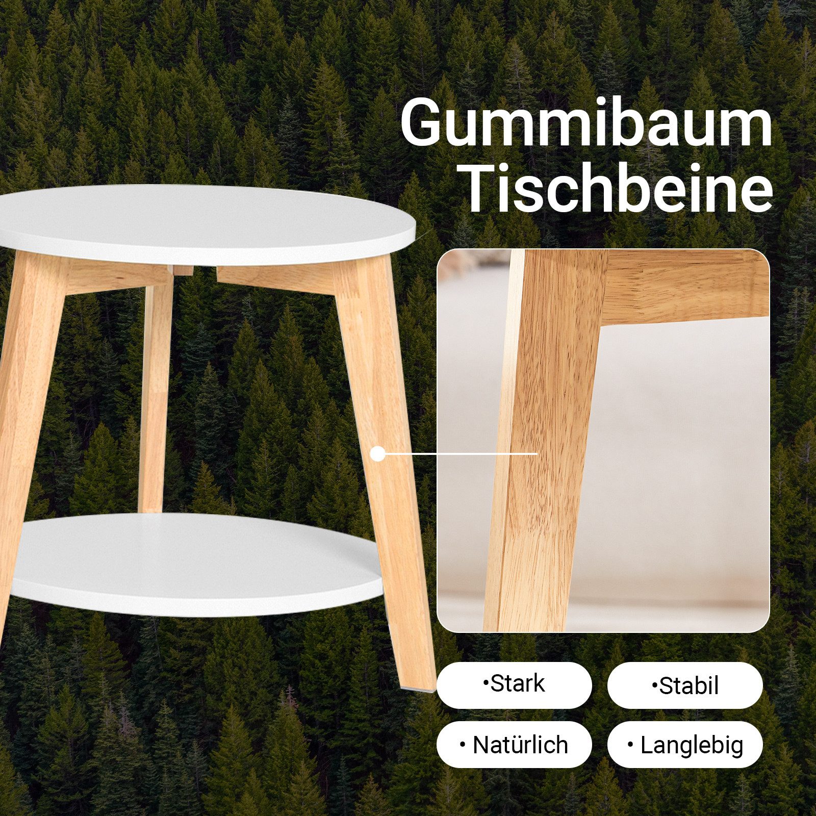 SoBuy Satztisch FBT75, Wohnzimmertisch viel Stauraum, rund, (2er Set), Beistelltisch Couchtisch Sofatisch Satztisch, Wohnzimmer