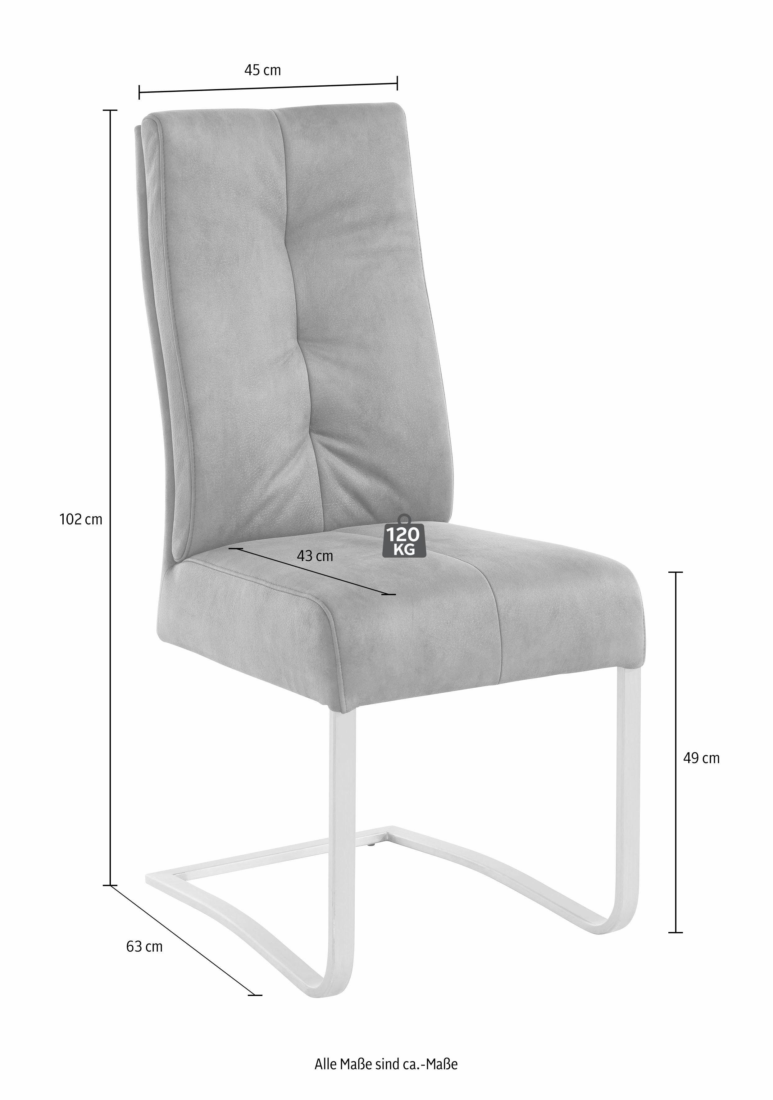 Grau Tonnentaschenfederkern, furniture Grau 120 2 Esszimmerstuhl (Set, Salva St), MCA belastbar kg mit | max. Schwingstuhl bis 1
