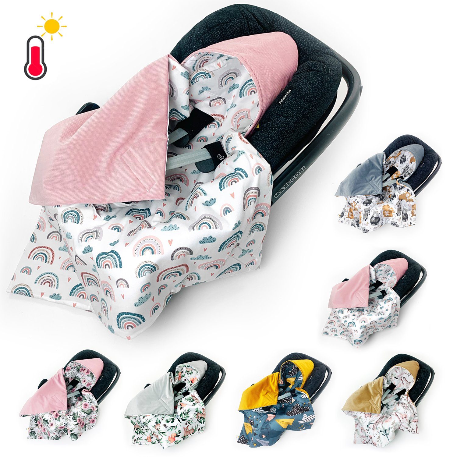 Babydecke Ganzjährige Einschlagdecke Babyschale Autositz universal,0-6 0-12 Mon., BABEES