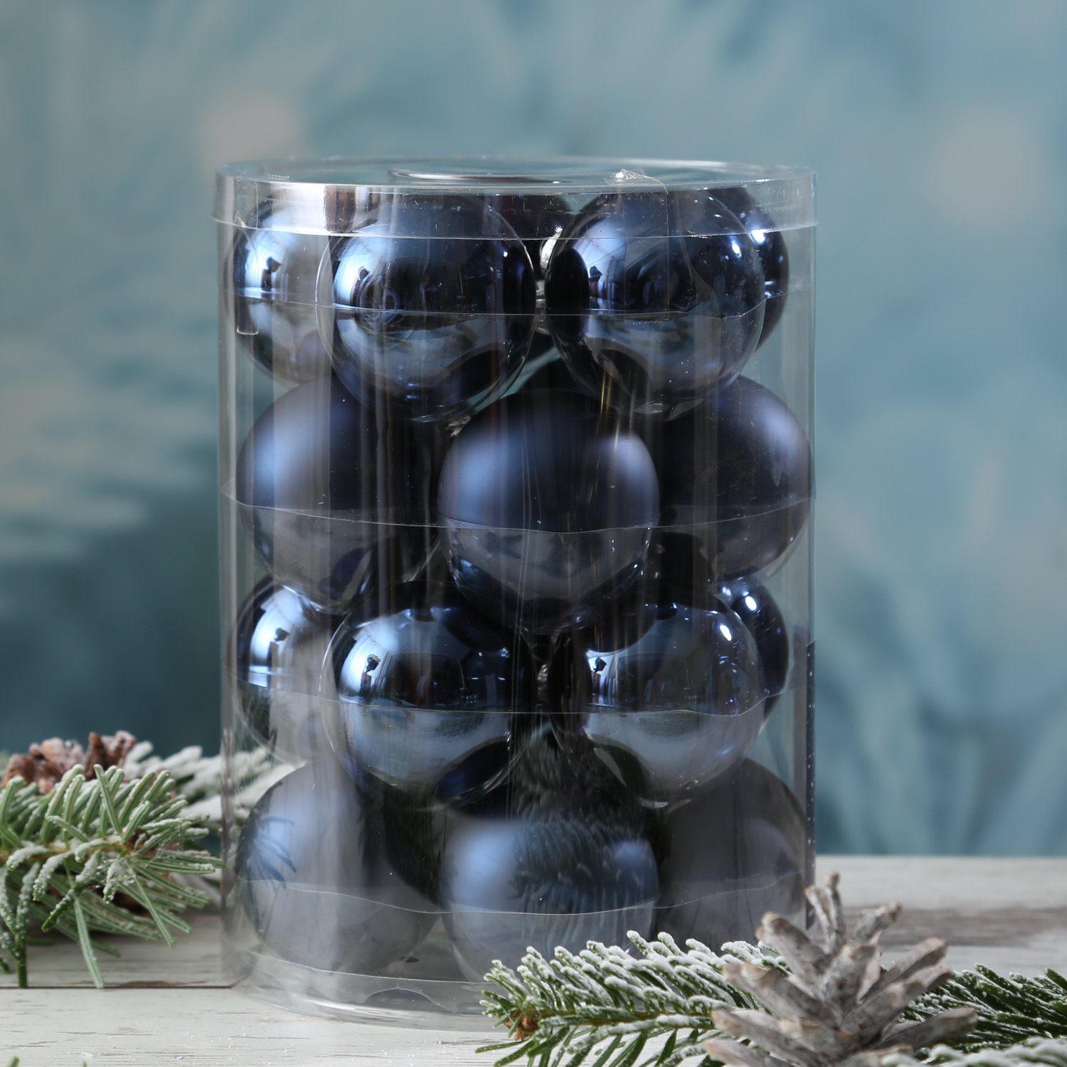 20St matt St) 6cm Weihnachtskugel glänzend Glas (20 Christbaumkugel D: MARELIDA Weihnachtsbaumkugel blau