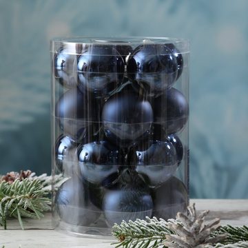 MARELIDA Weihnachtsbaumkugel Christbaumkugel Weihnachtskugel Glas D: 6cm glänzend matt blau 20St (20 St)