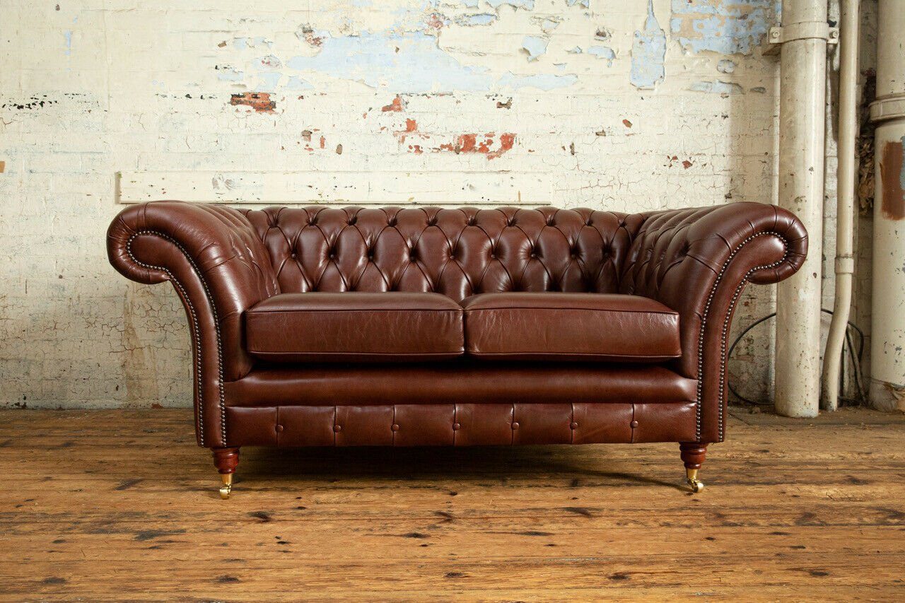 JVmoebel Chesterfield-Sofa, Chesterfield Sofa Zweisitzer Klassische Sofas Couch Ledersofa