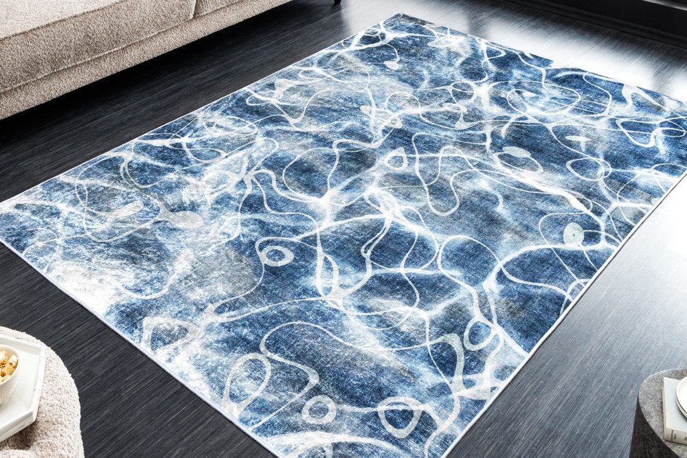 riess-ambiente Designteppich OCEAN 230x160cm blau weiß · Kurzflor-Teppich im maritimen Design, rechteckig, Höhe: 8 mm, Wohnzimmer · Indoor · pflegeleicht · Grafikmuster · Schlafzimmer