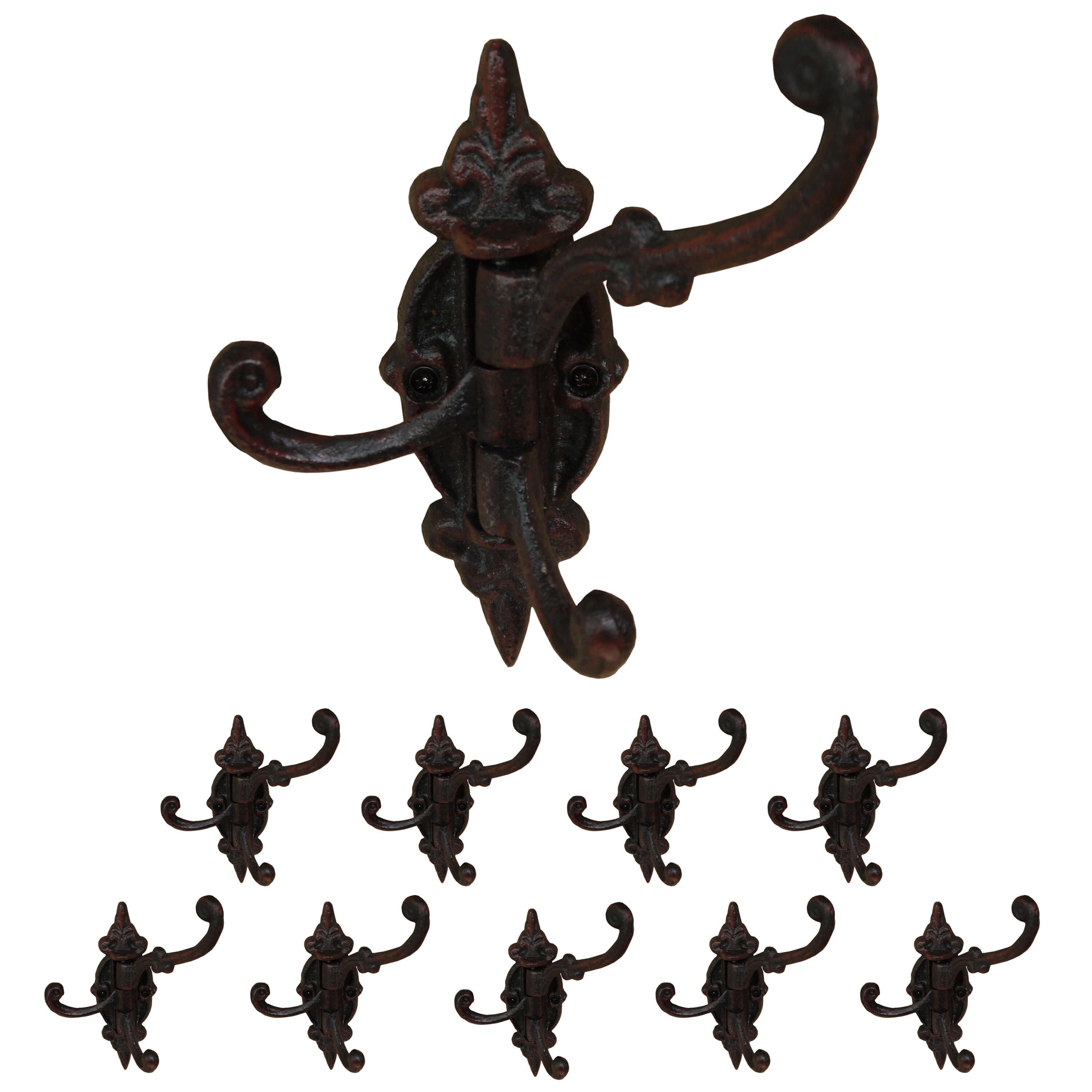 Dekowunder Настенные крючки 10er Set drehbare Шкафыhaken aus Gusseisen Antik Schwarz Braun, (10 x Шкафыhaken)