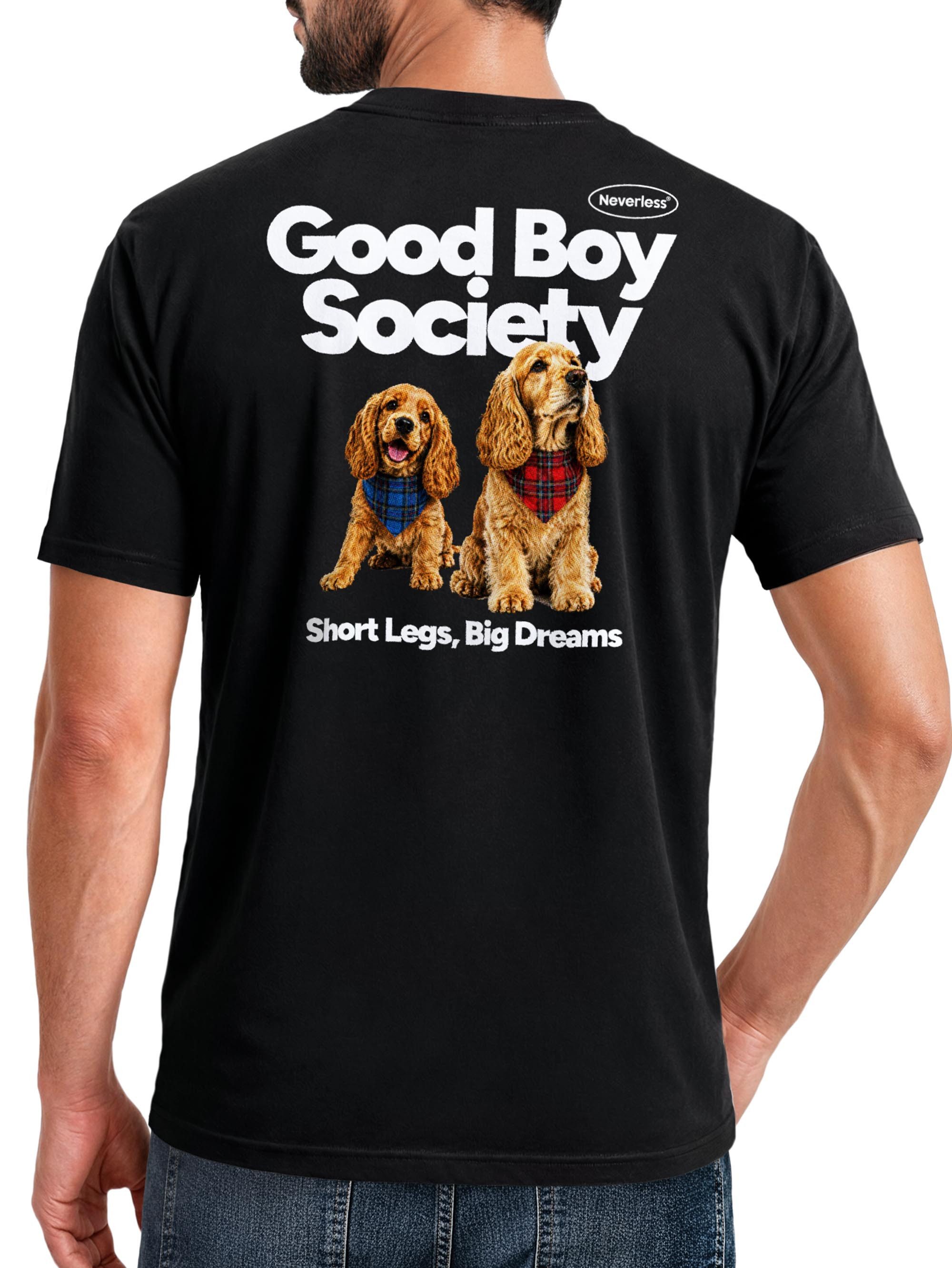 Neverless Print-Shirt Herren T-Shirt Backprint - Design Good Boy Society - Baumwollshirt mit Print