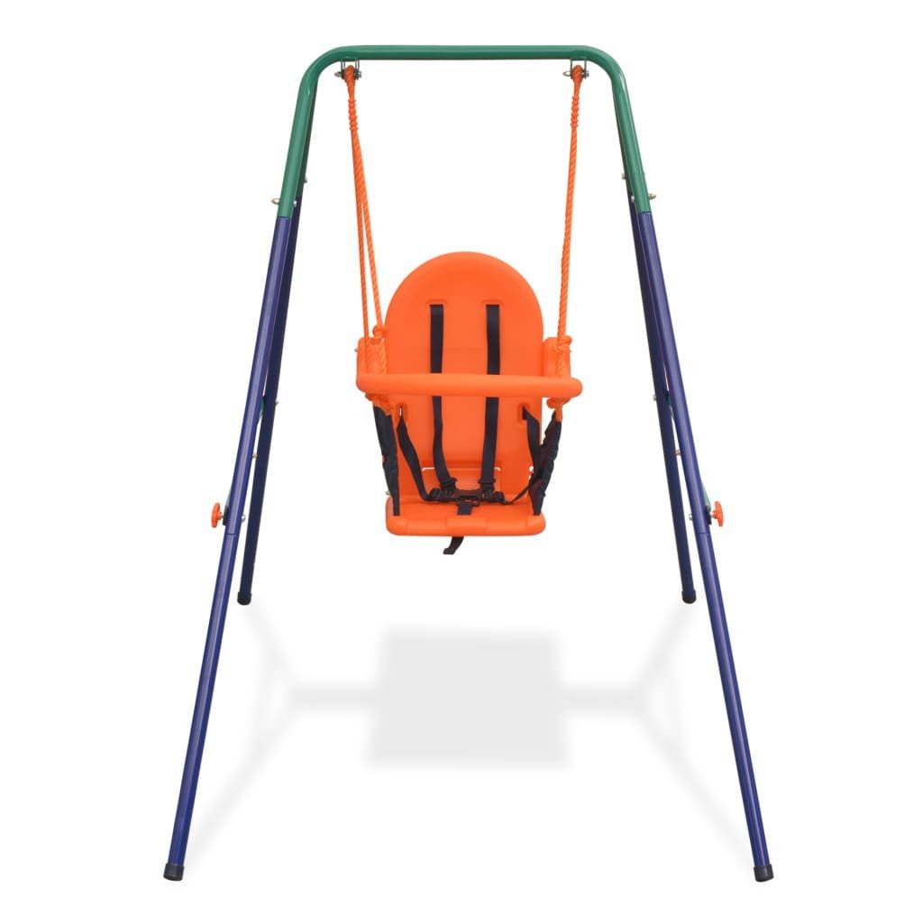 vidaXL Spielturm, Kleinkinder-Schaukelset mit Sicherheitsgeschirr Orange