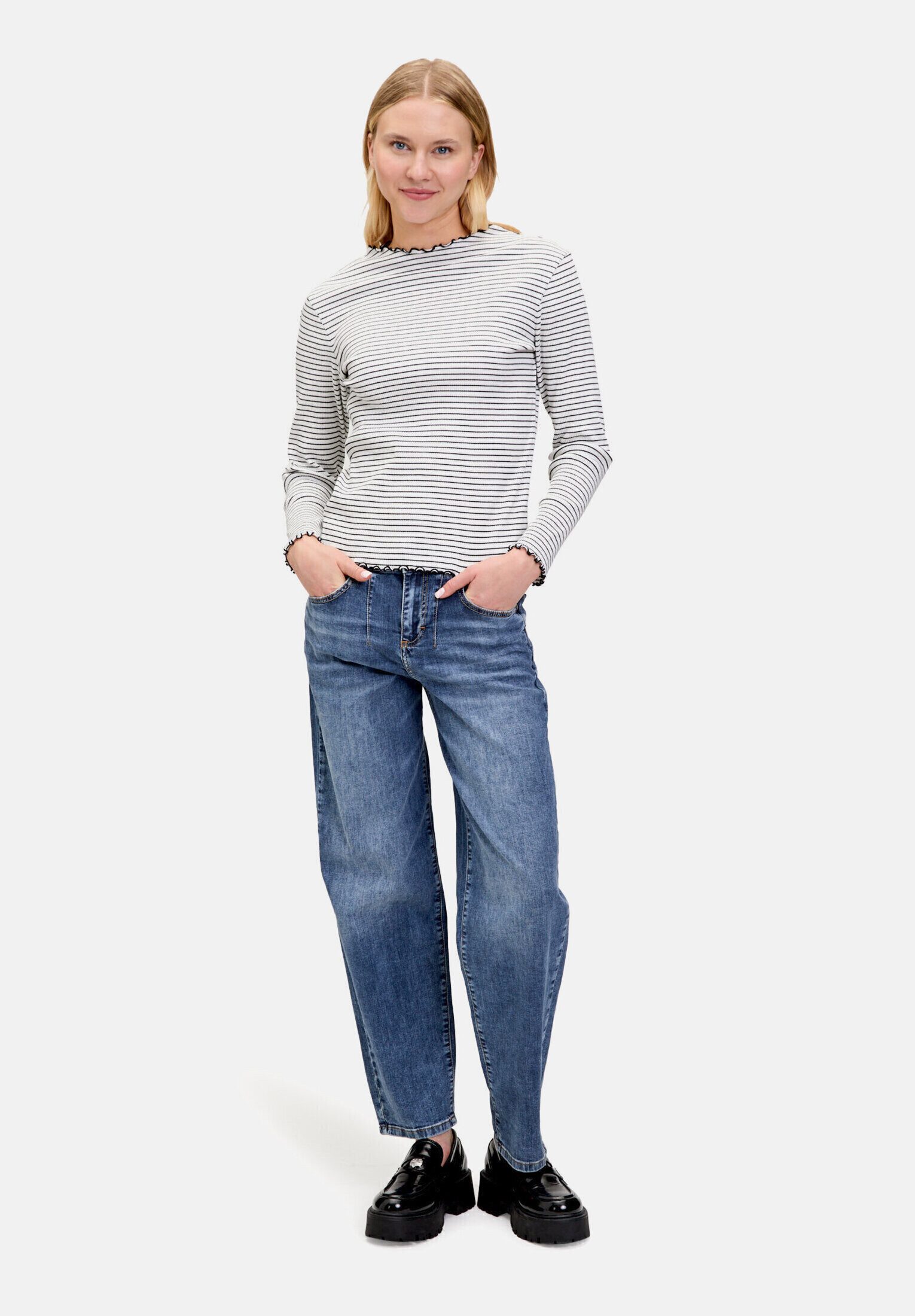 Cartoon Kurzarmshirt Damen mit Kragen (1-tlg)