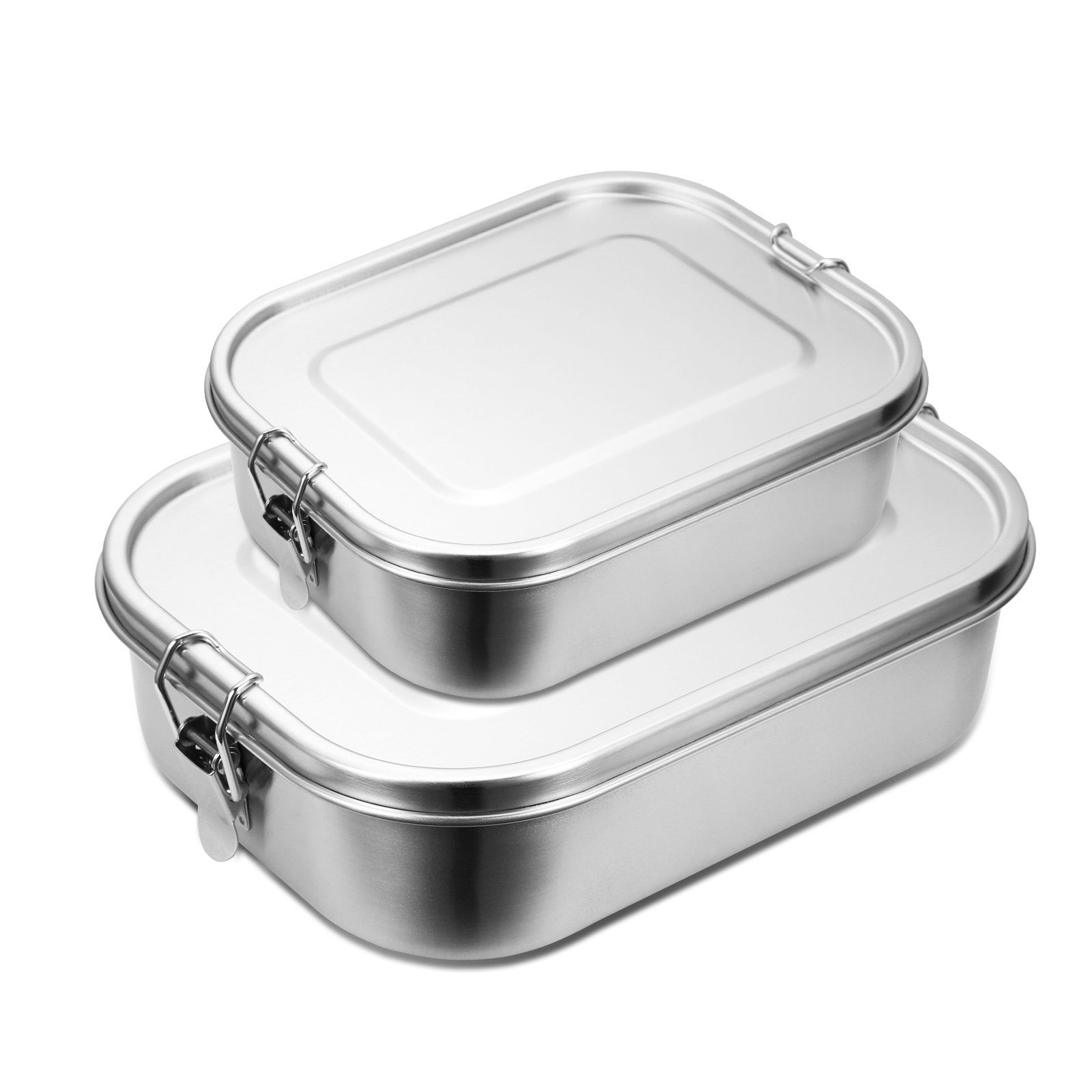 Gimisgu Lunchbox Edelstahl Brotdose - Lunchbox Picknick für 800+1400ml Nachhaltige Schule Büro Silber