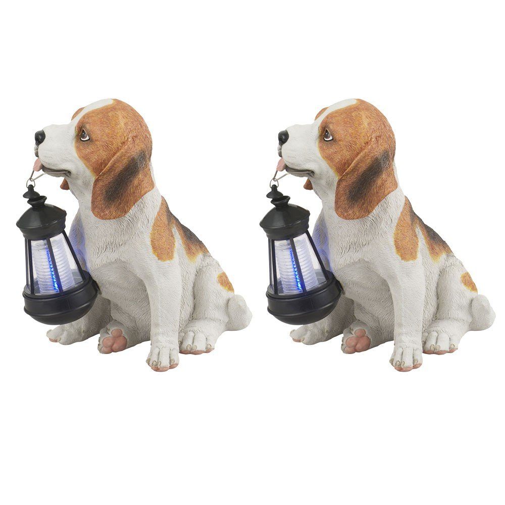 GLOBO LIGHTING LED Solarleuchte, LED-Leuchtmittel fest verbaut, Warmweiß, 2er Set LED Solar Skulptulampe Aussen Leuchte Hund Garten Hund Tier