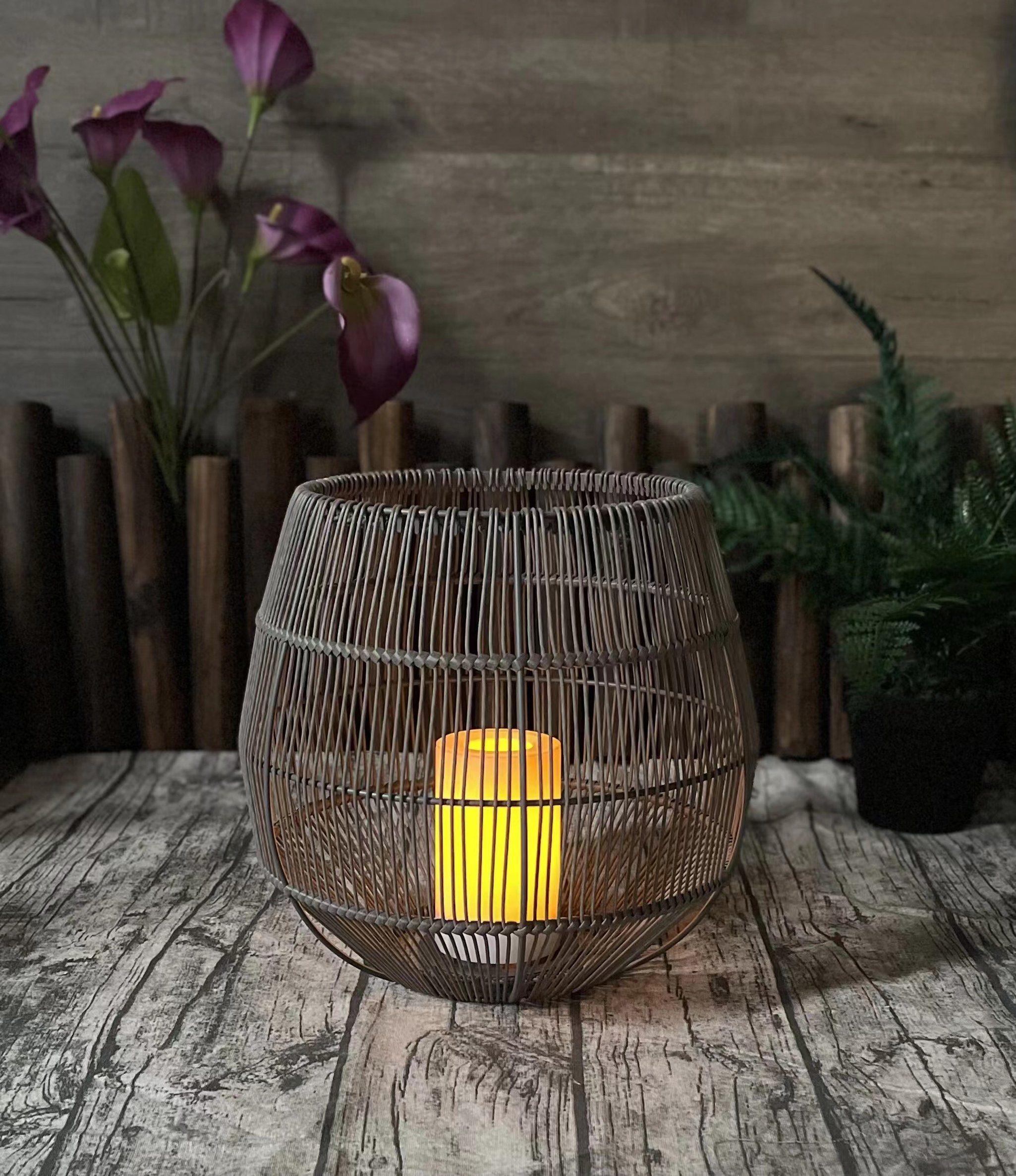 Arnusa LED Solarleuchte Laterne Rattan Solarlampe günstig online kaufen