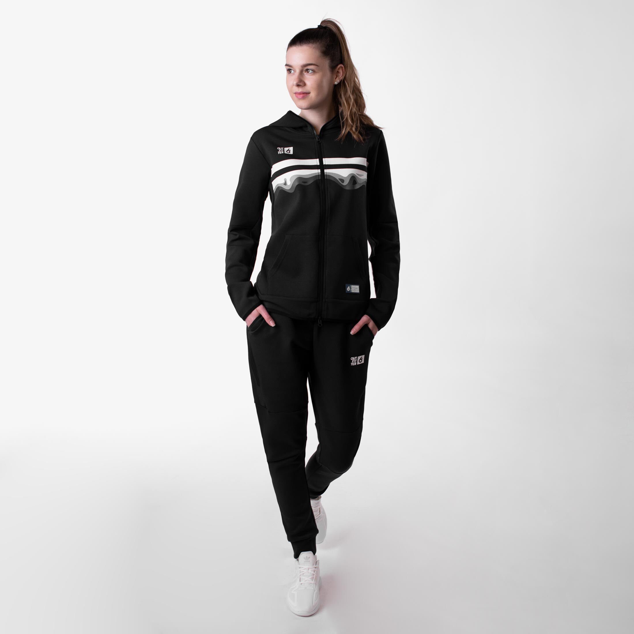Fabrics Damen Trainingsanzug Outfitter schwarz Jogginganzug Ocean