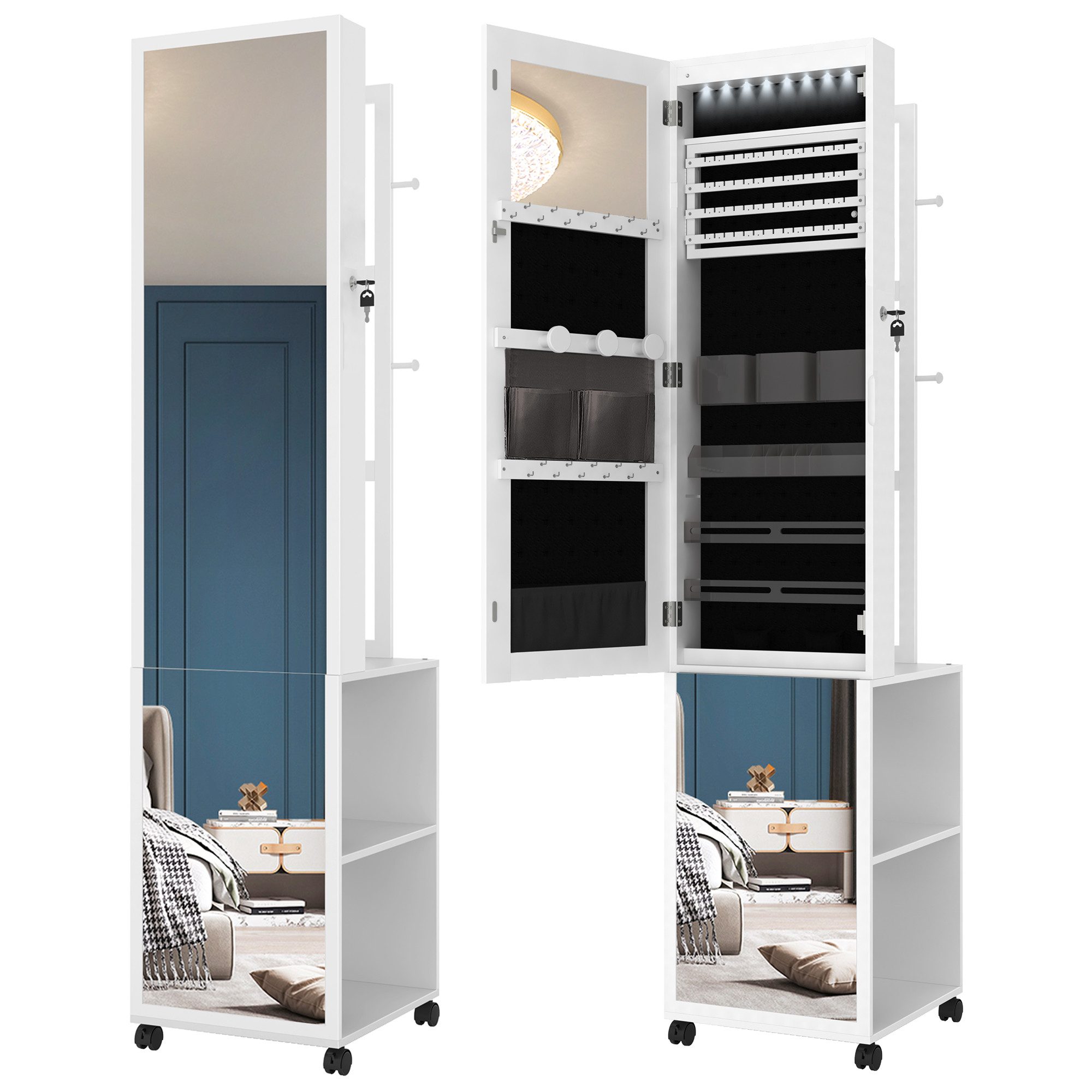 HZUANERI Schmuckschrank Spiegelschrank, stehender Schmuck-Organizer mit günstig online kaufen