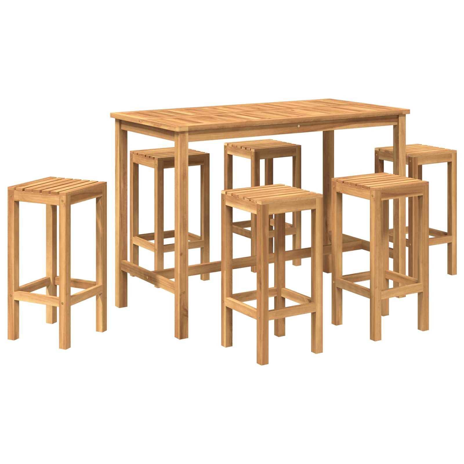 vidaXL Gartenlounge-Set Outdoor Bar Set 7 pcs Unbehandelt Massivholz, (7-tlg)