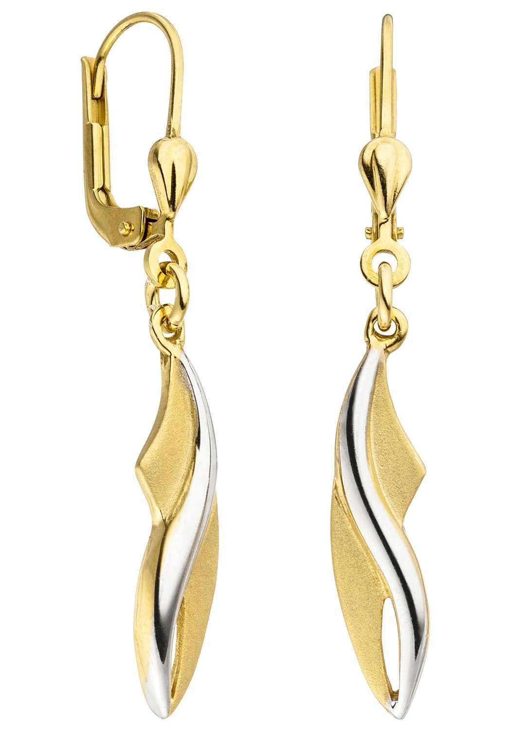 JOBO Paar Ohrhänger Ohrringe in Bicolor-Optik, 375 Gold