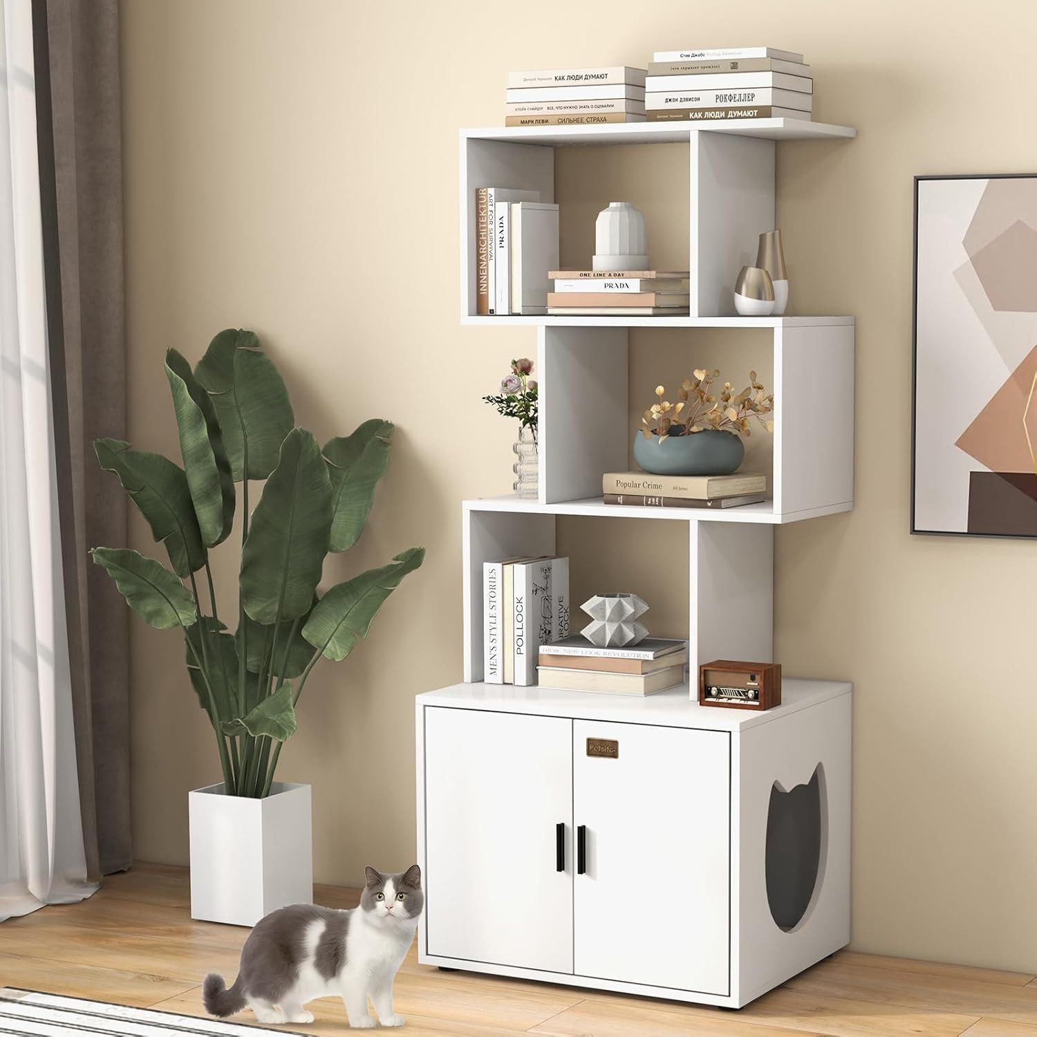 KOMFOTTEU Tierhaus, Katzenschrank mit Regal, 2 günstig online kaufen