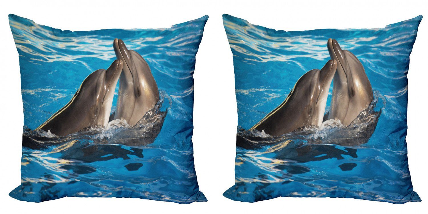 (2 Delphin Show Aqua Modern Doppelseitiger Stück), Digitaldruck, Accent Fotografie Kissenbezüge Abakuhaus