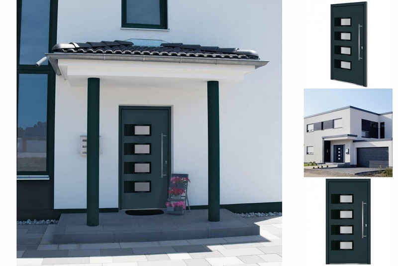 vidaXL Zimmertür Haustür Anthrazit 100x200 cm Aluminium und PVC Haus Eingangstür