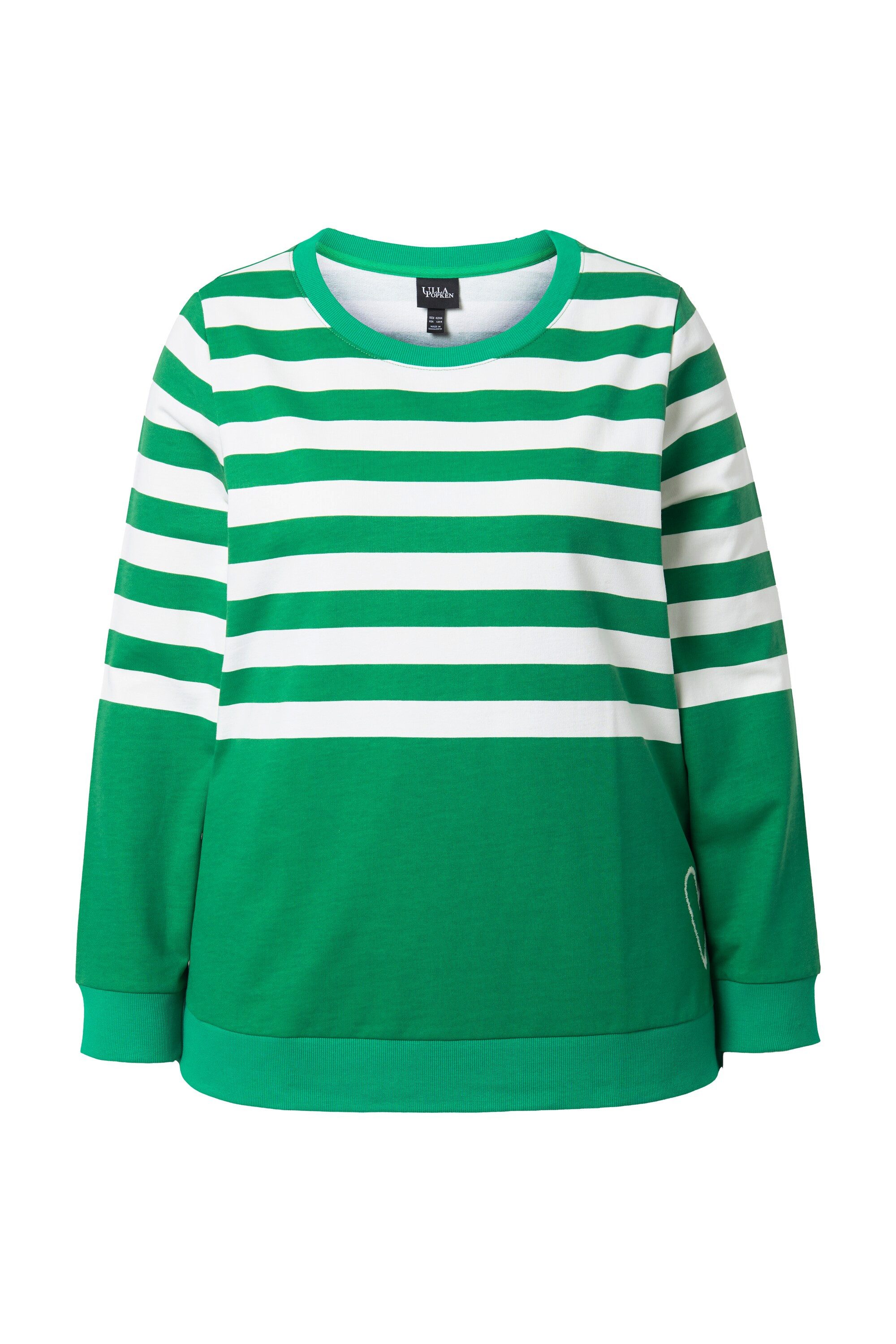 Ulla Popken Sweatshirt Sweatshirt Ringel Herzstickerei Rundhals Langarm günstig online kaufen